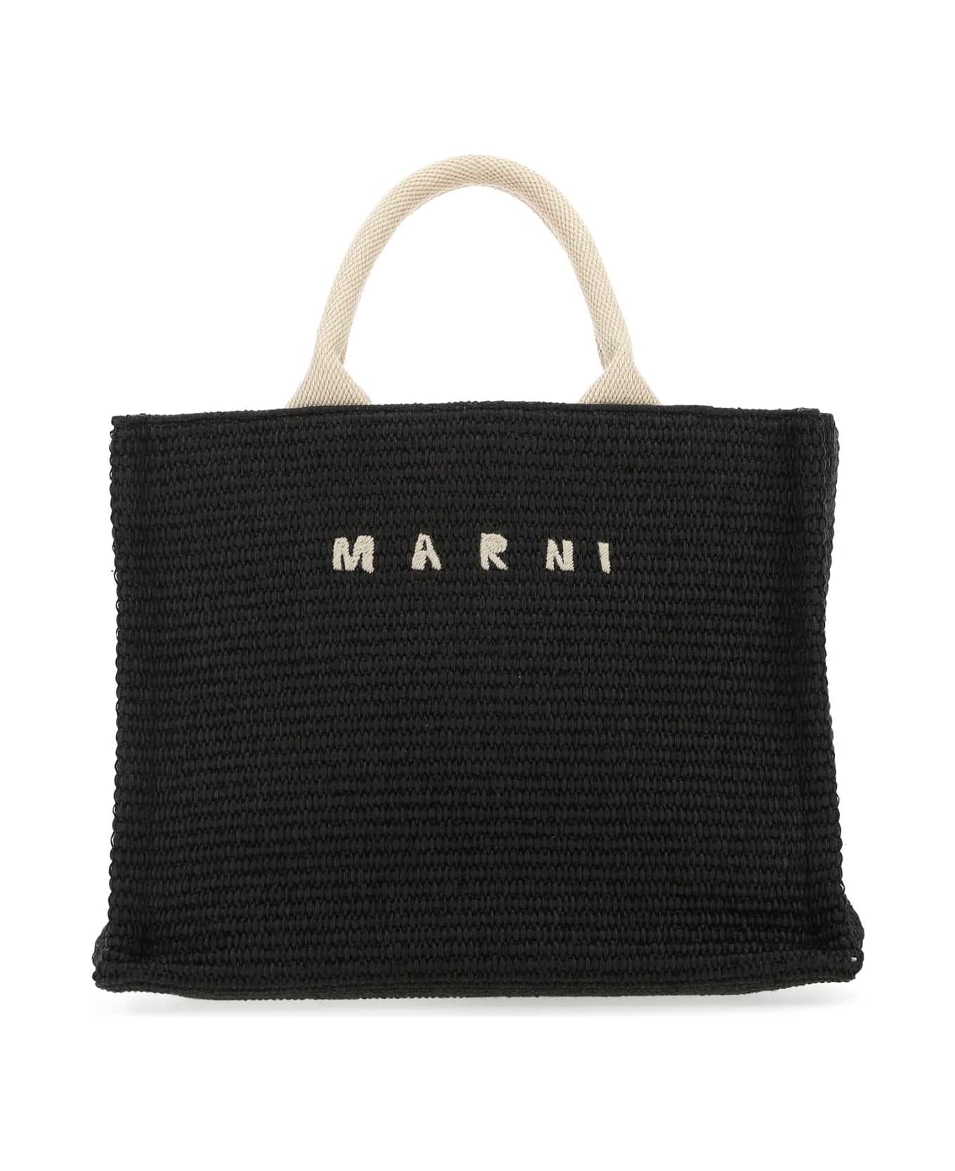 Marni Black Raffia Small Shopping Bag - Z1Q44