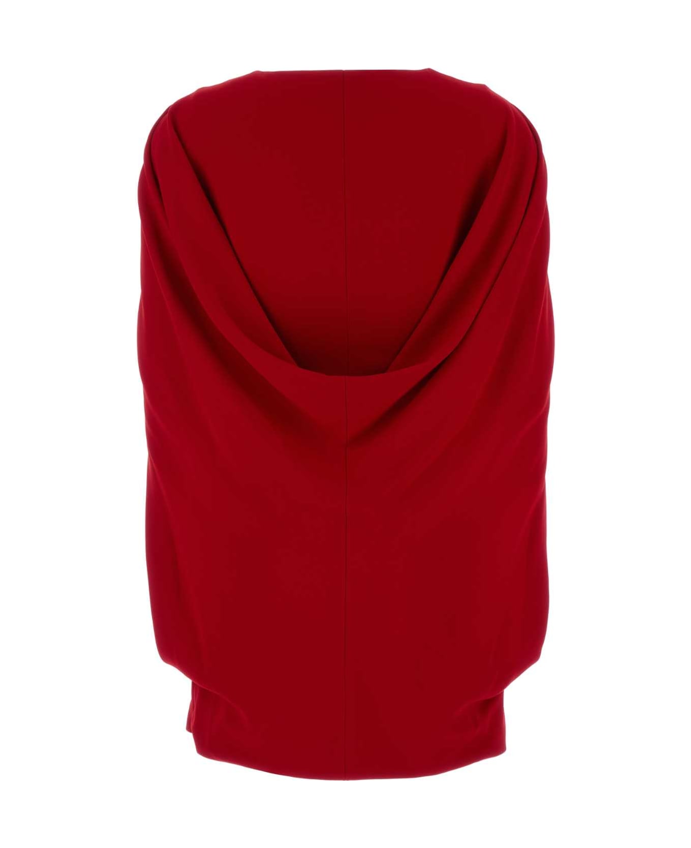 Alberta Ferretti Red Stretch Crepe Mini Dress - ROSSO