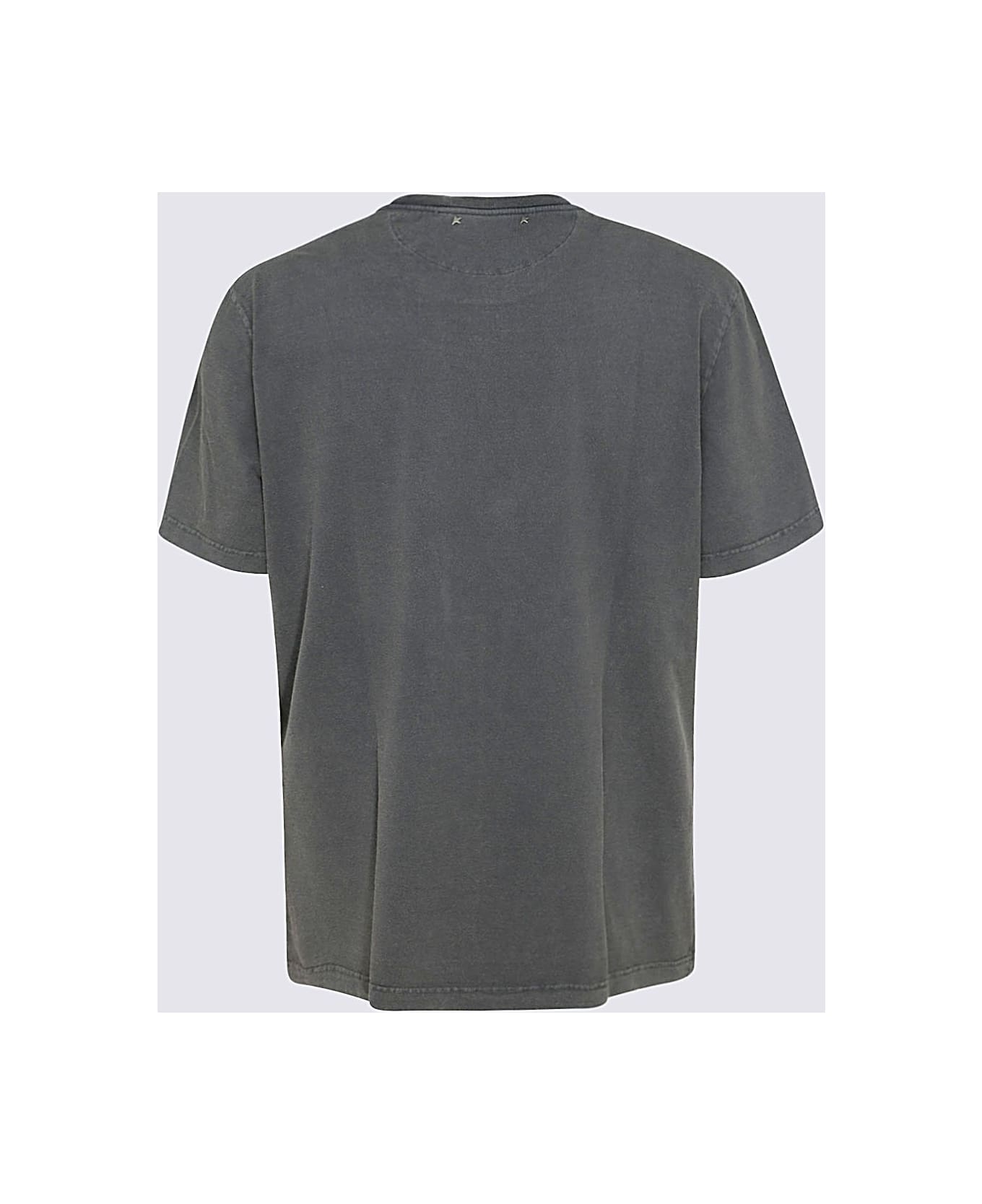 Golden Goose｜ (GMP01220 P000671 60318) Men's anthracite gray T-shirt with distressed treatment