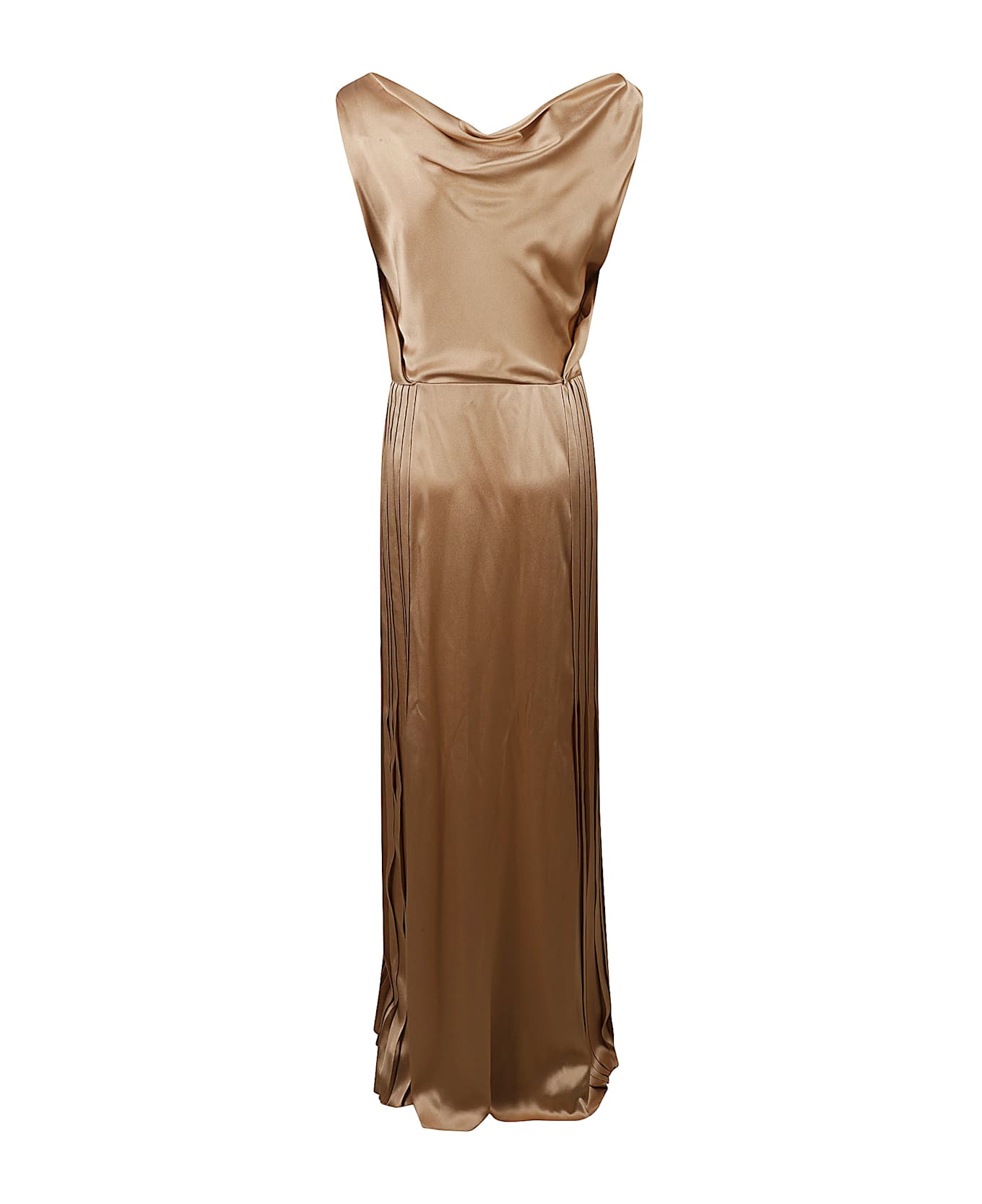 Alberta Ferretti V-neck Sleeveless Shiny Dress - Ivory