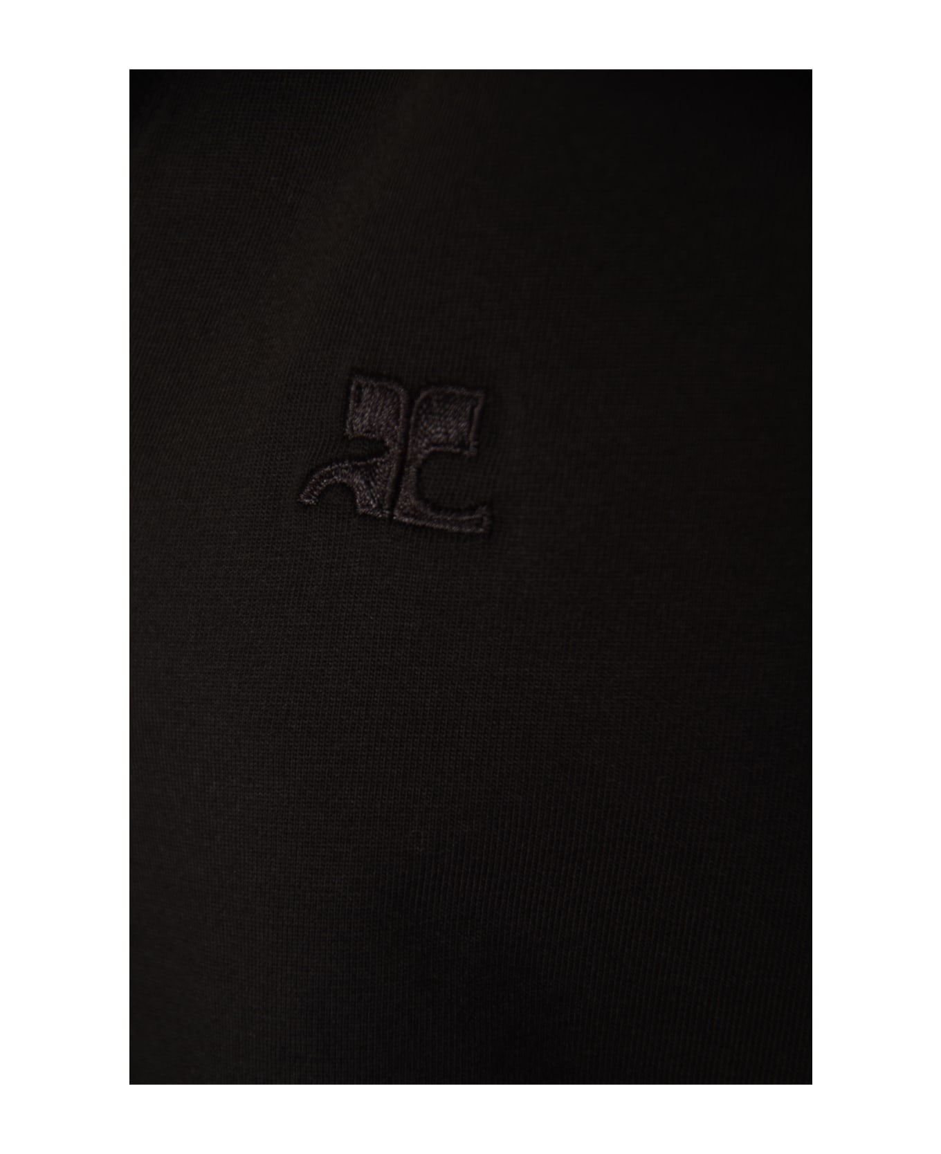 Courrèges V-neck Chest Logo T-shirt - Black Tシャツ