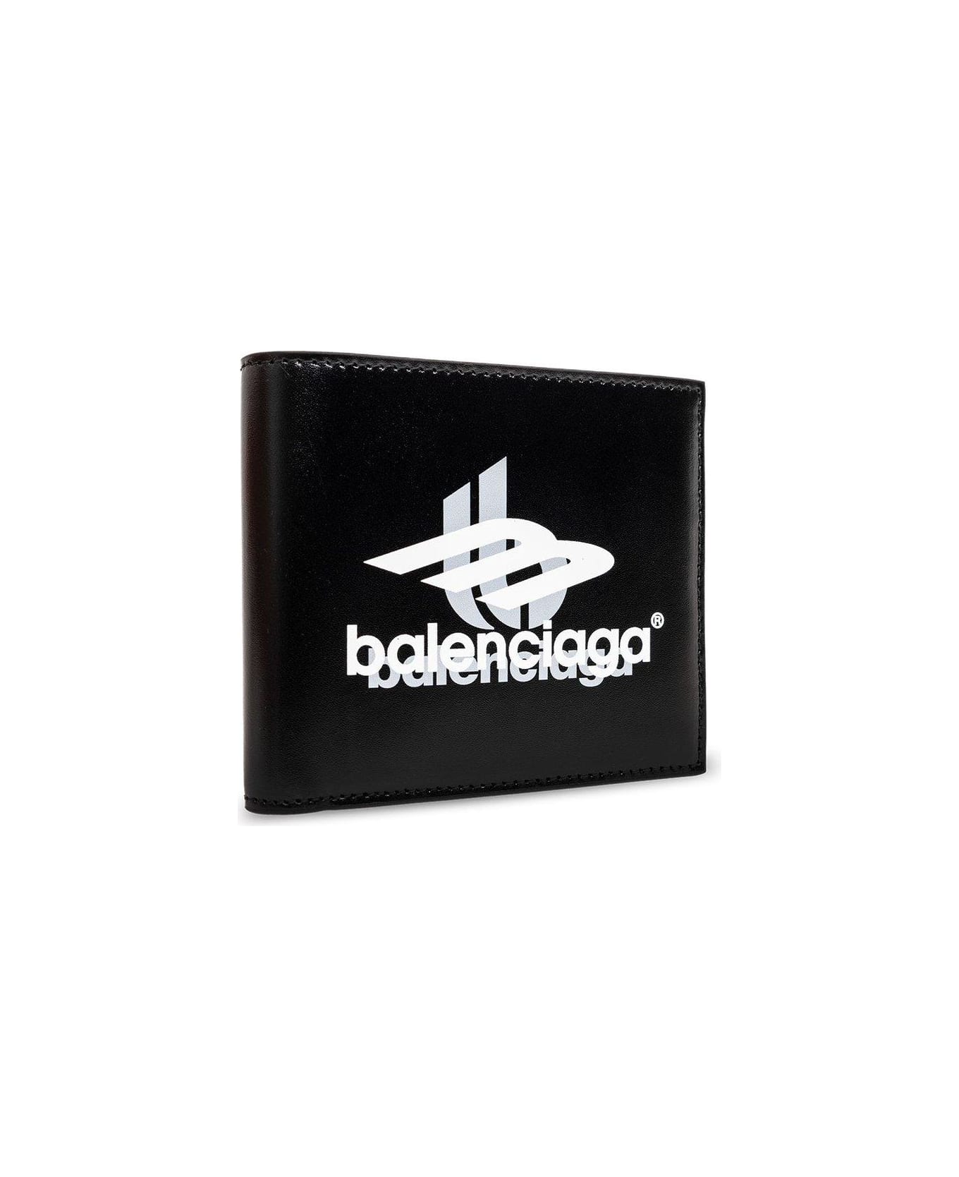 Balenciaga Logo Printed Bifold Wallet - BLACK