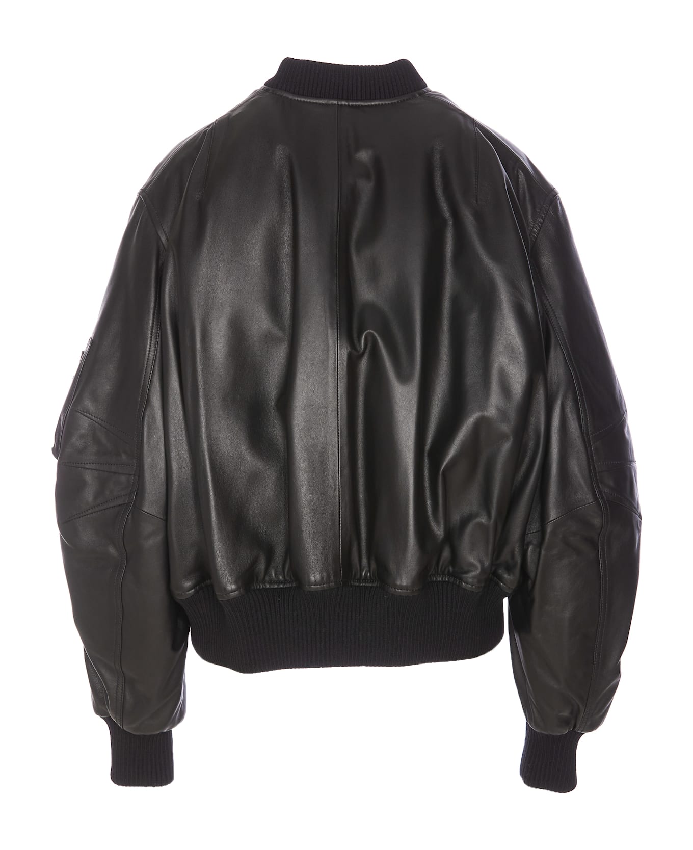 The Attico Leather Bomber - Black