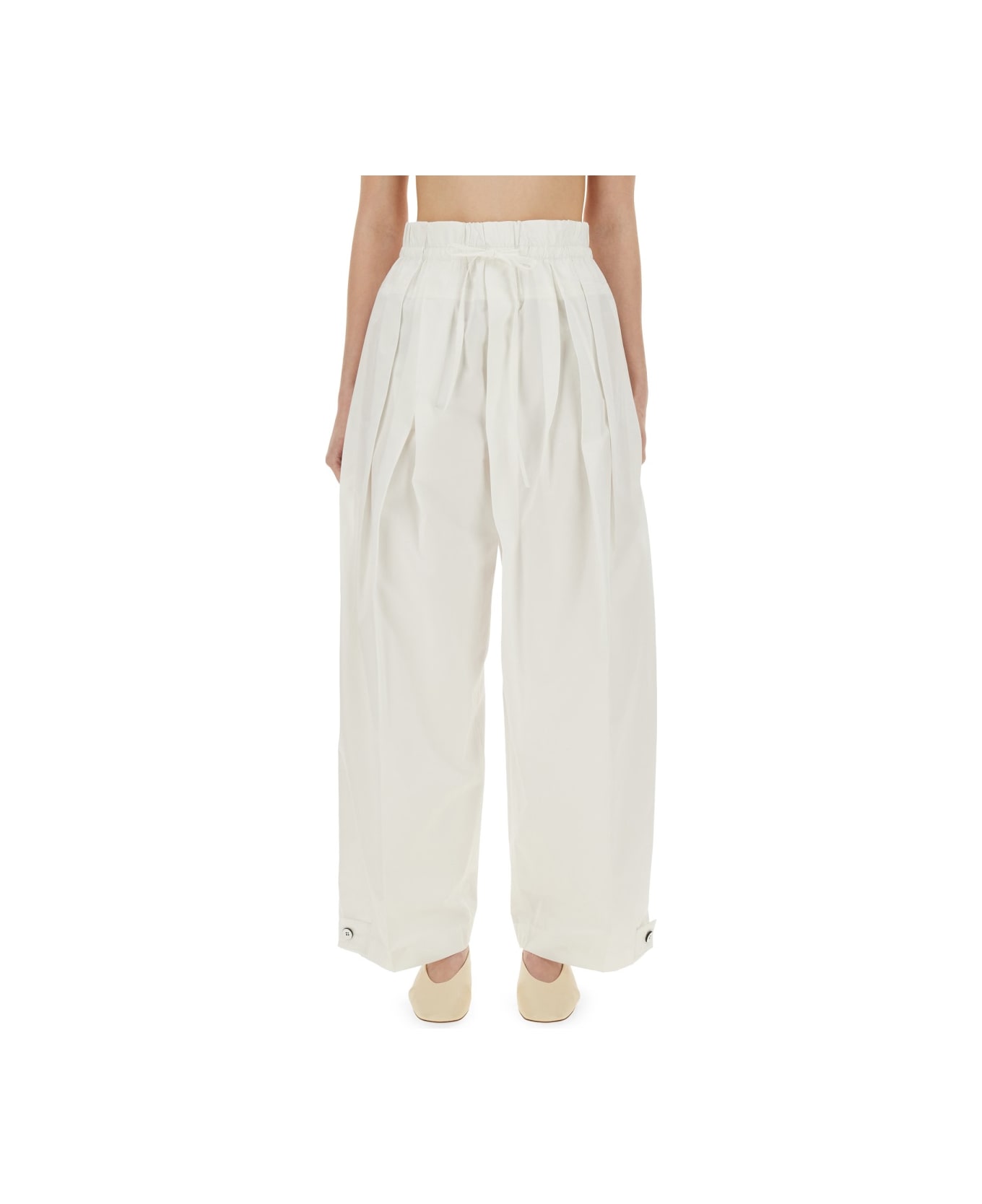 Jil Sander Wide Pants In Cotton Gabardine - WHITE
