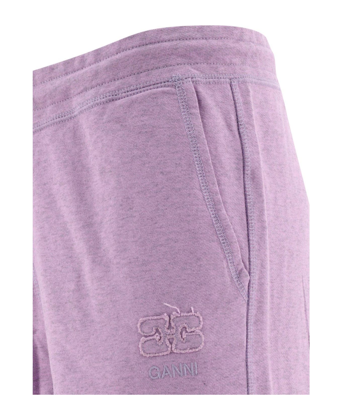 Ganni Logo-embroidered Drawstring Pants - Lilac
