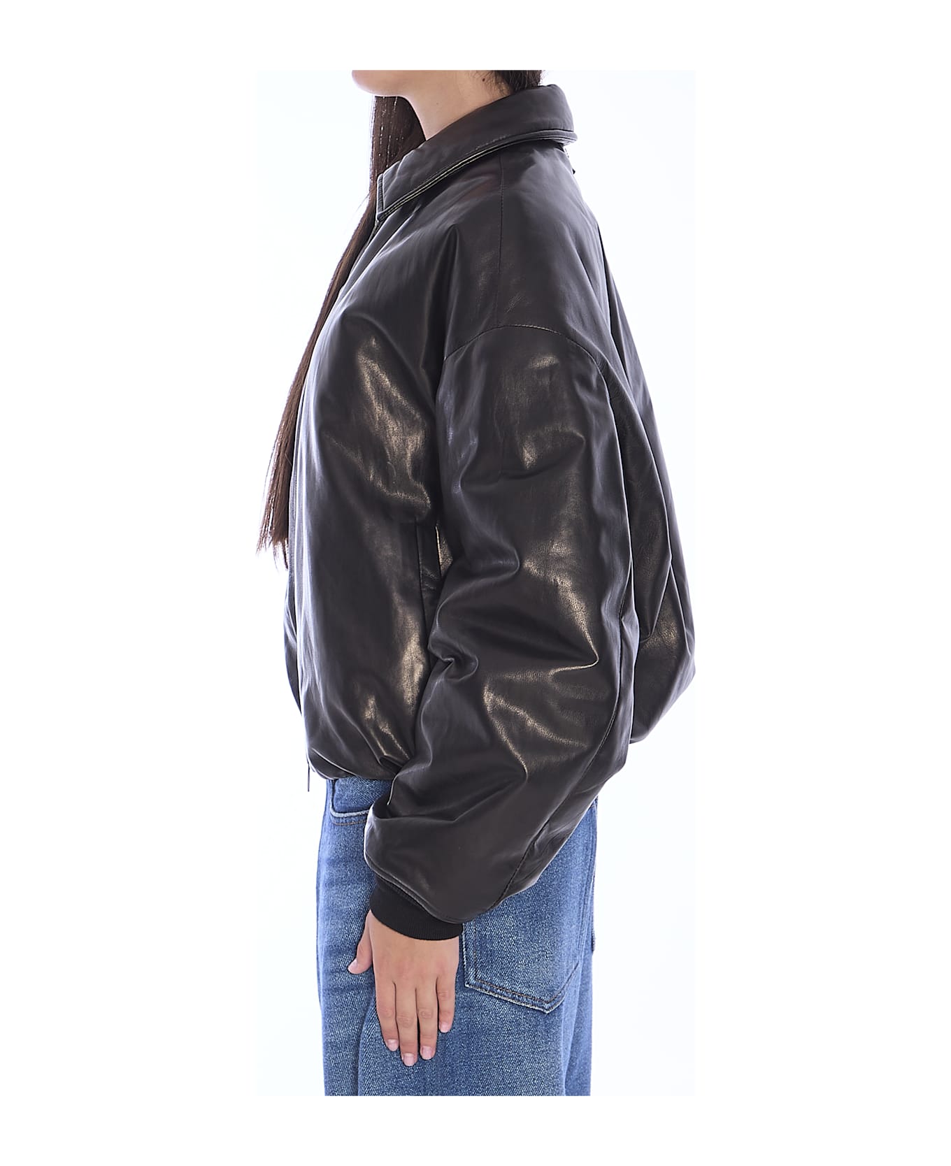 Salvatore Santoro Leather Bomber Jacket - BLACK