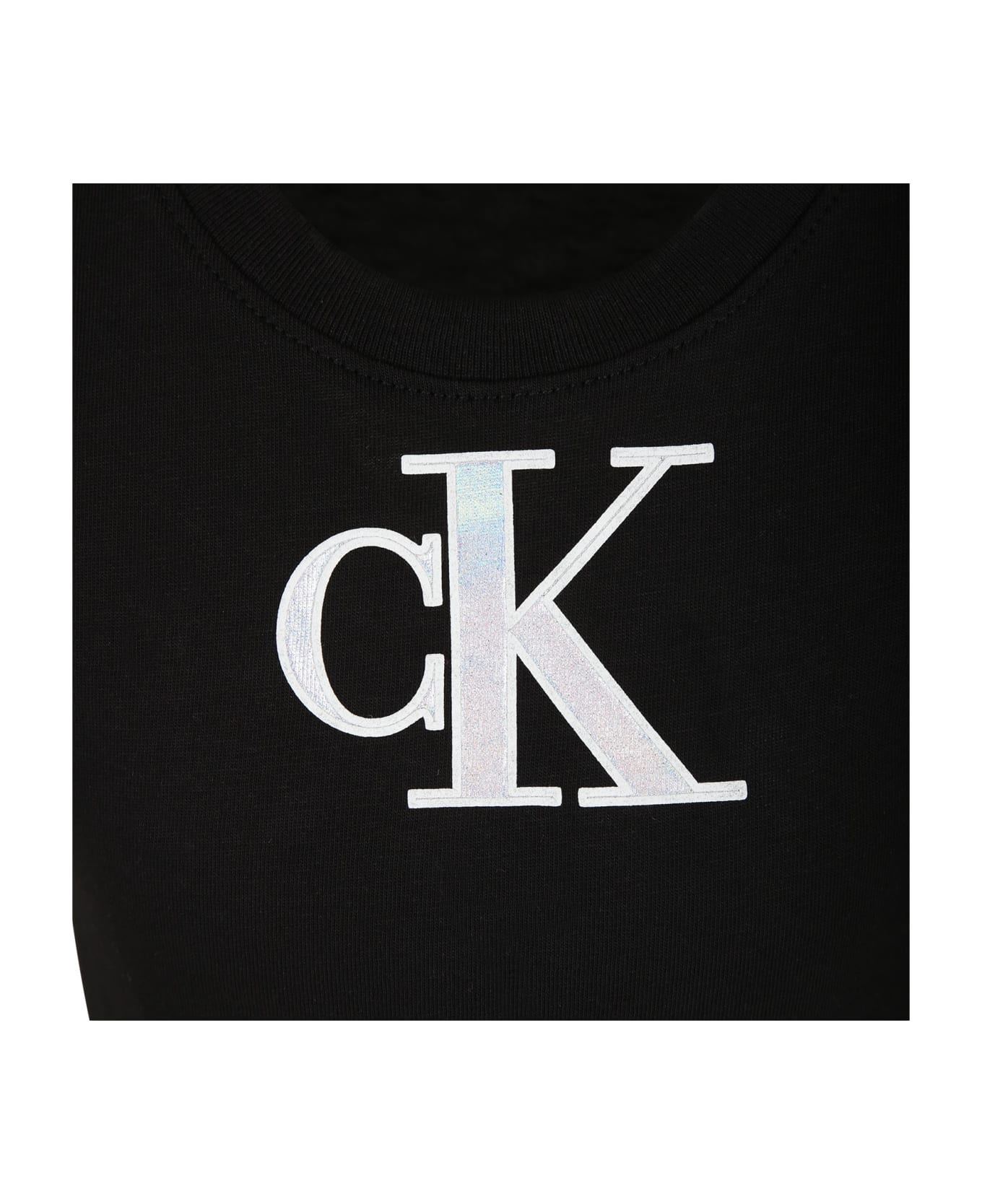 Calvin Klein Black T-shirt For Gilr With Logo - Black