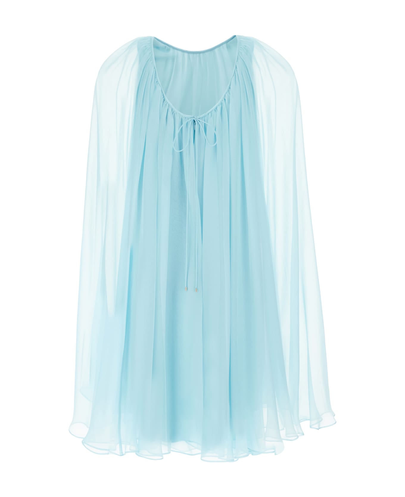 Max Mara Pianoforte Light-blue Silk Mini Dress - 027 ワンピース＆ドレス