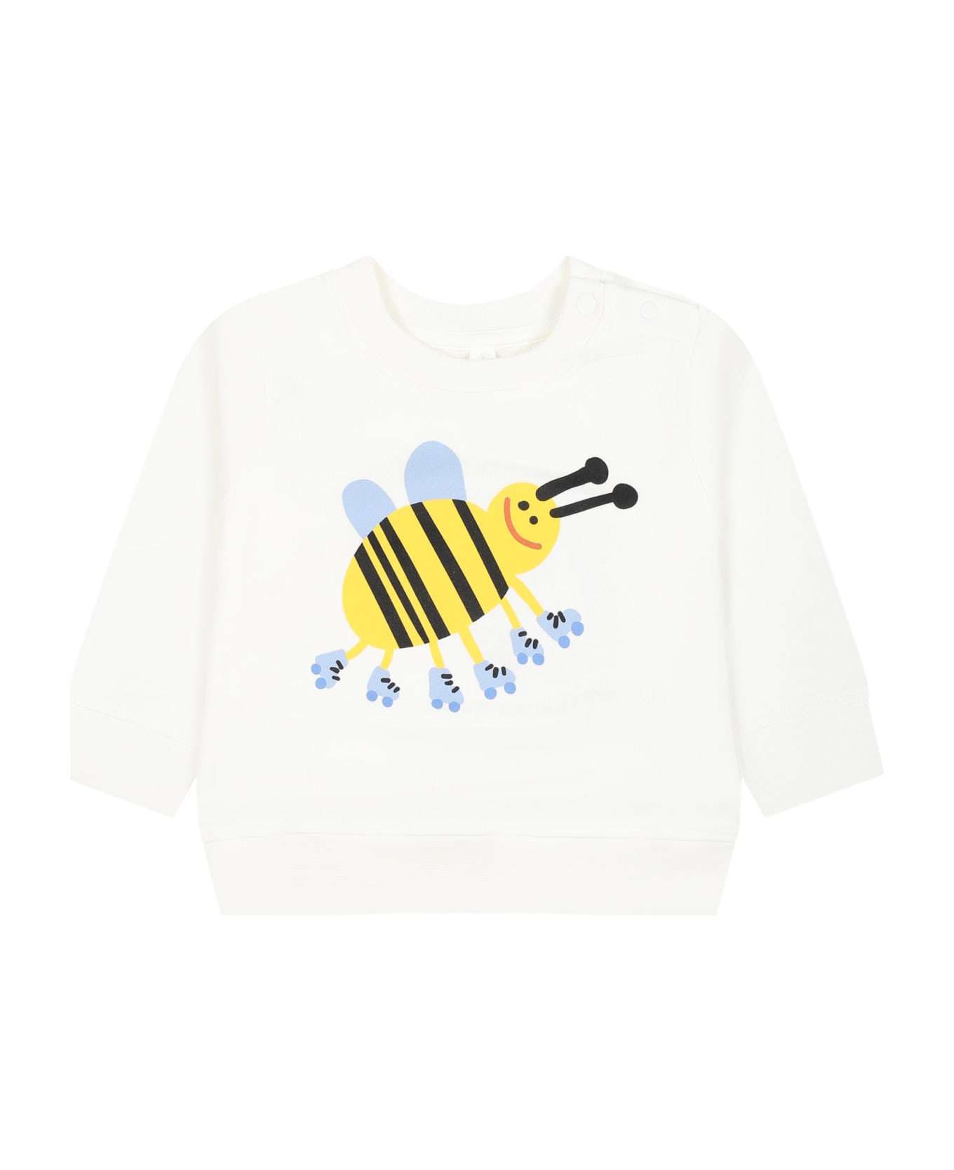 Stella McCartney White Sweatshirt For Baby Girl With Bee - Ivory