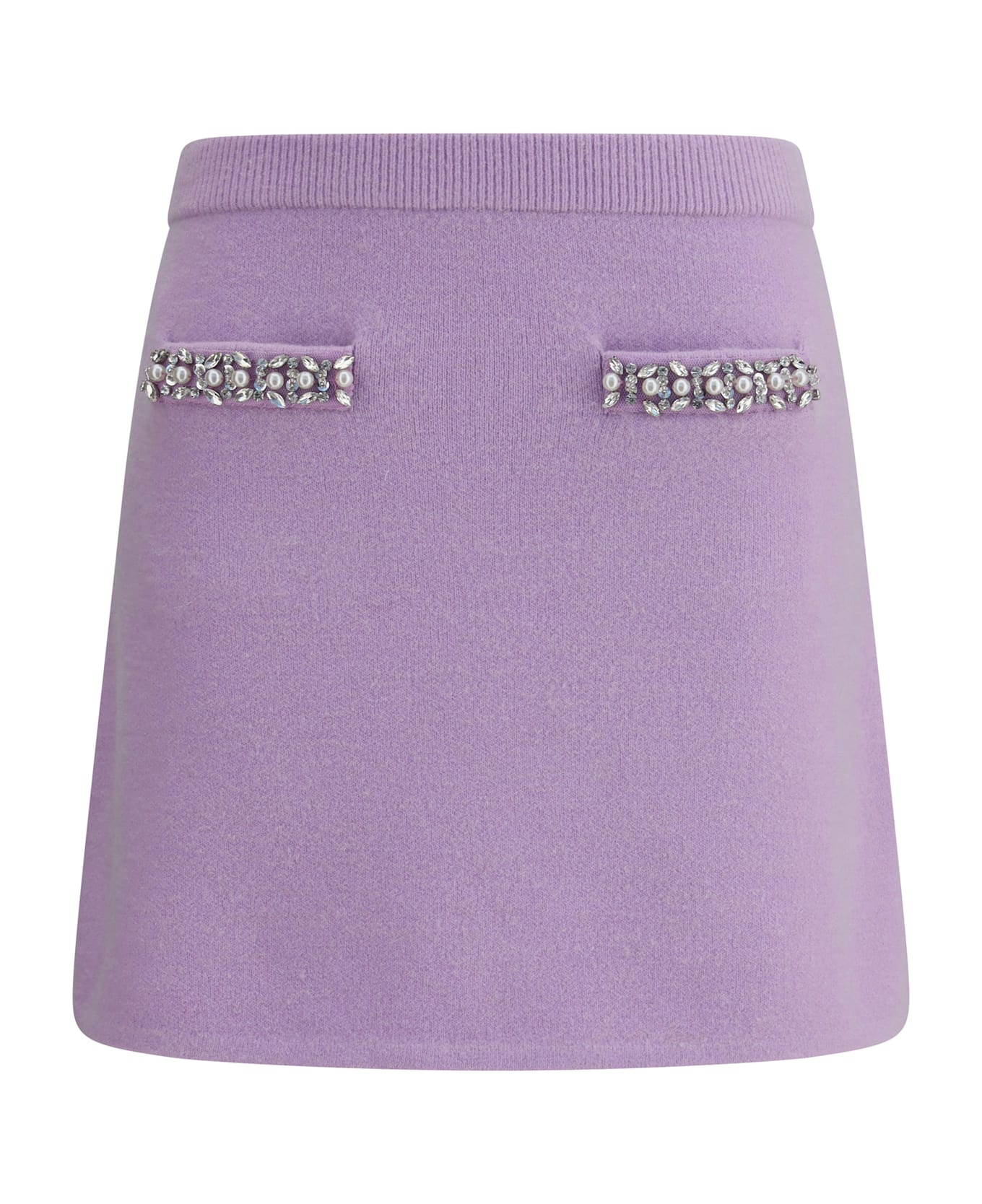 self-portrait Knit Miniskirt - Lilac