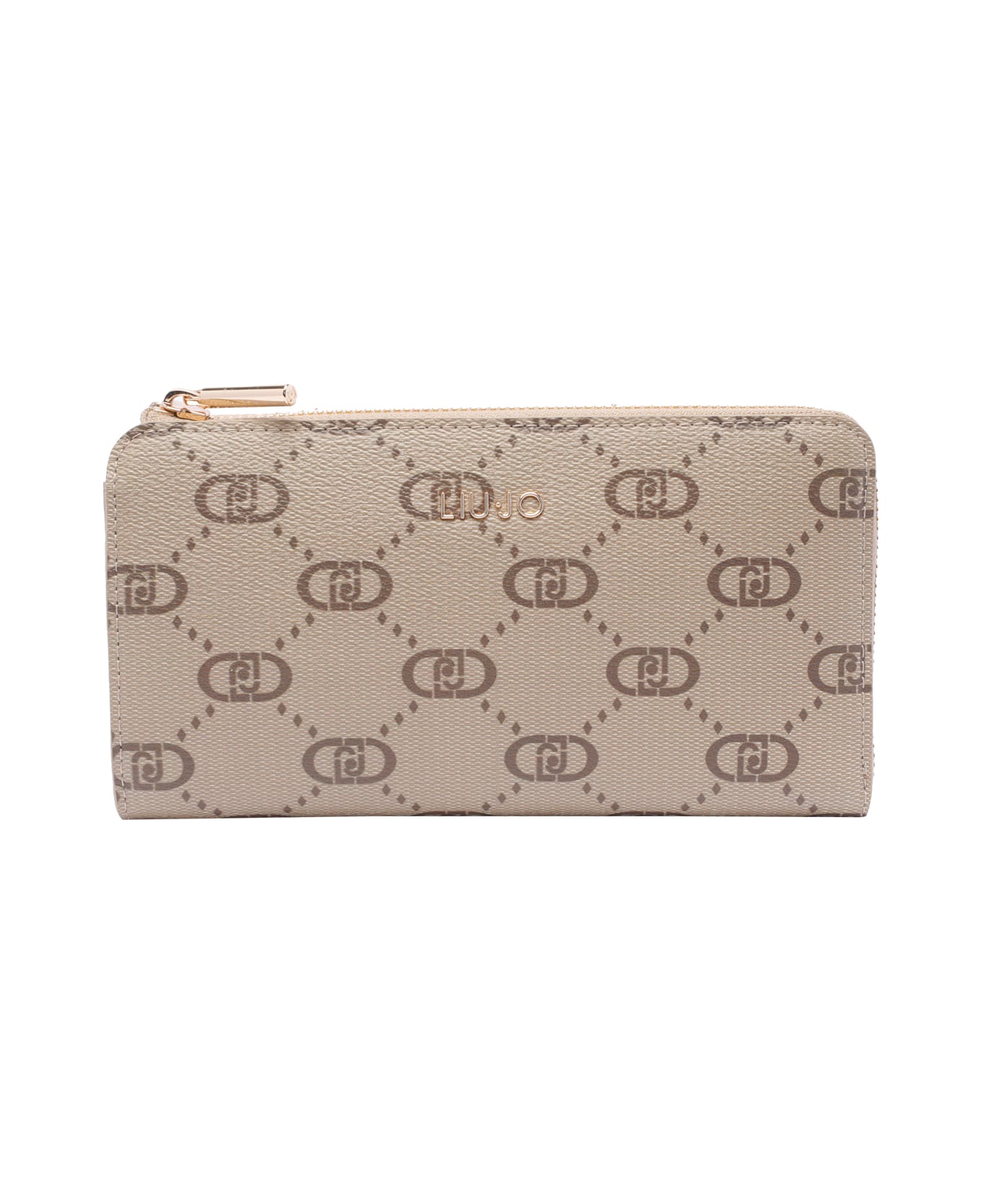 Liu-Jo Logo Zip Wallet - Beige