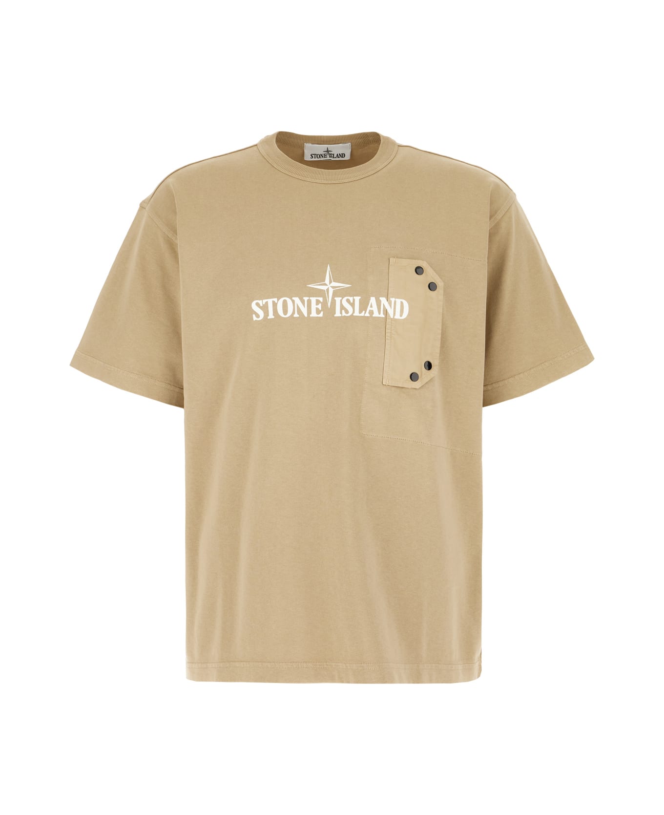 Stone Island Cappuccino Cotton T-shirt - BISCUIT