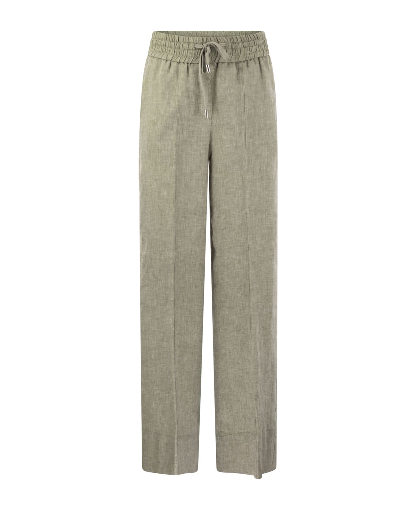 Peserico Loose-fitting Trousers In Lightweight Pure Linen Canvas - Green