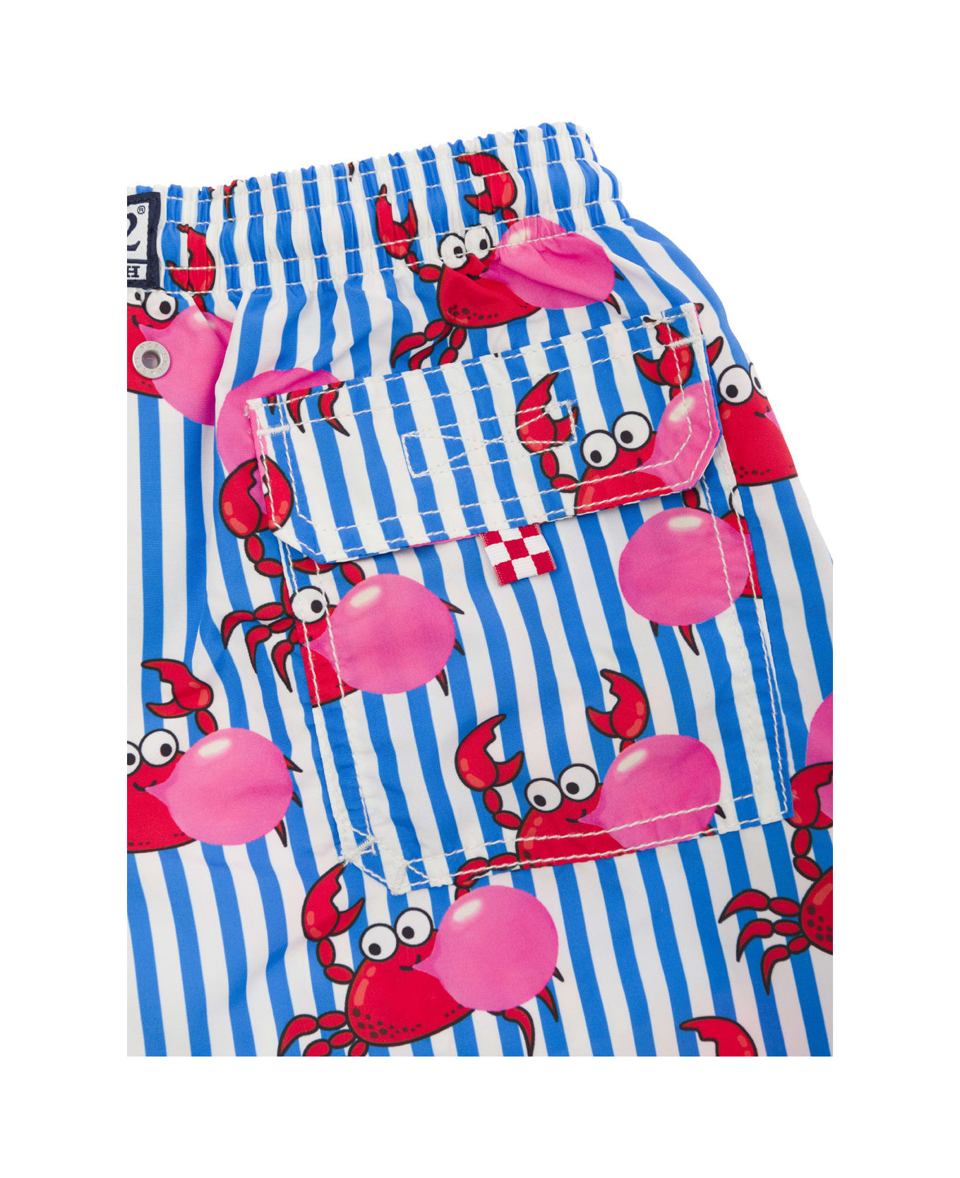 MC2 Saint Barth Multicolor Striped Swim Shorts With All-over Big-babol Print In Fabric Baby - Multicolor 水着
