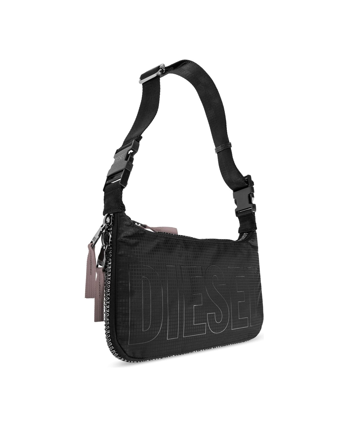 Diesel Zip-d-zip-d Logo Printed Shoulder Bag - Black