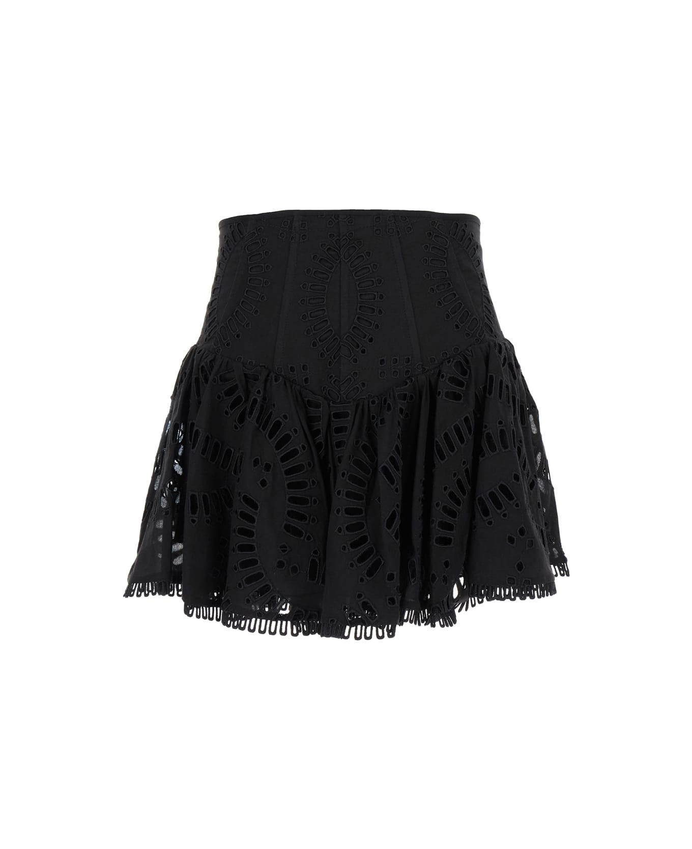 Charo Ruiz Black High Waisted 'favik' Miniskirt With Embroidery In Cotton Blend Woman - Black スカート