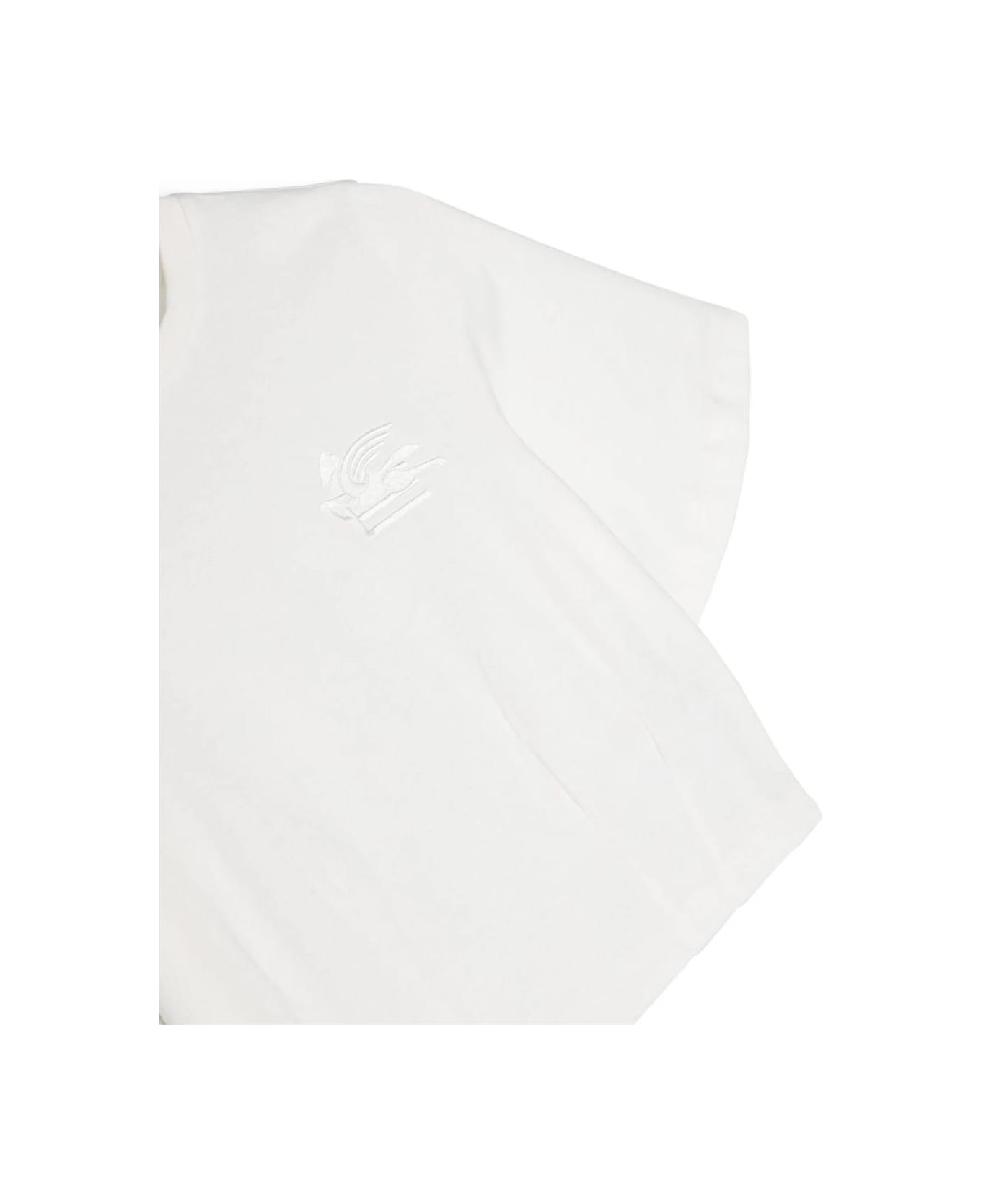 Etro White Crop T-shirt With Etro Pegaso Logo - White