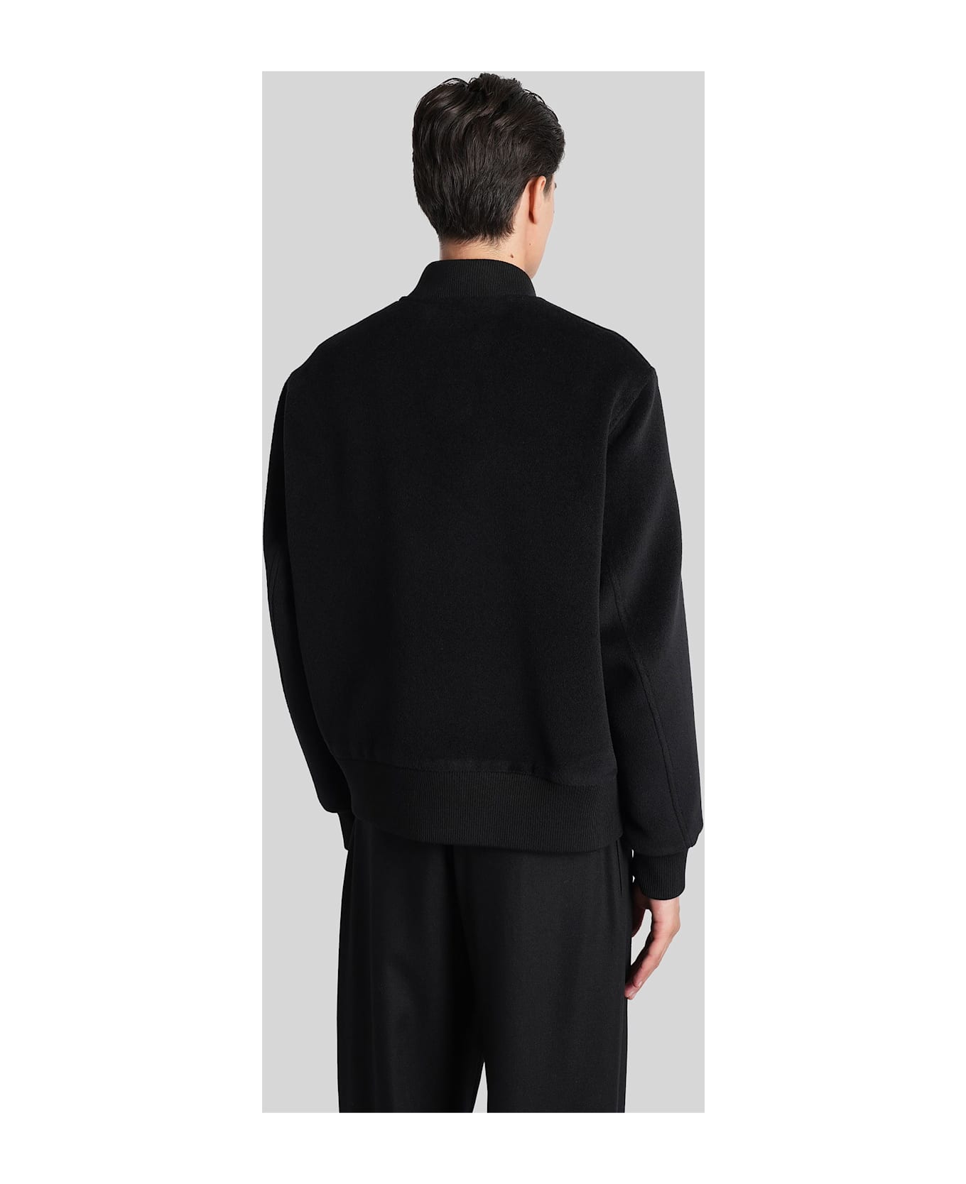 Lardini Bomber Jacket In Black Wool - black