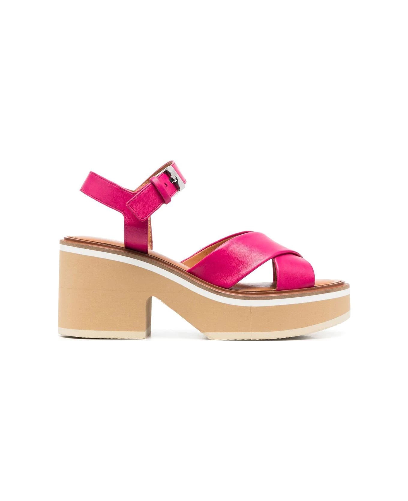 Clergerie Charline9 Criss Cross Sandal With Closure At The Ankles - Hibis Nap