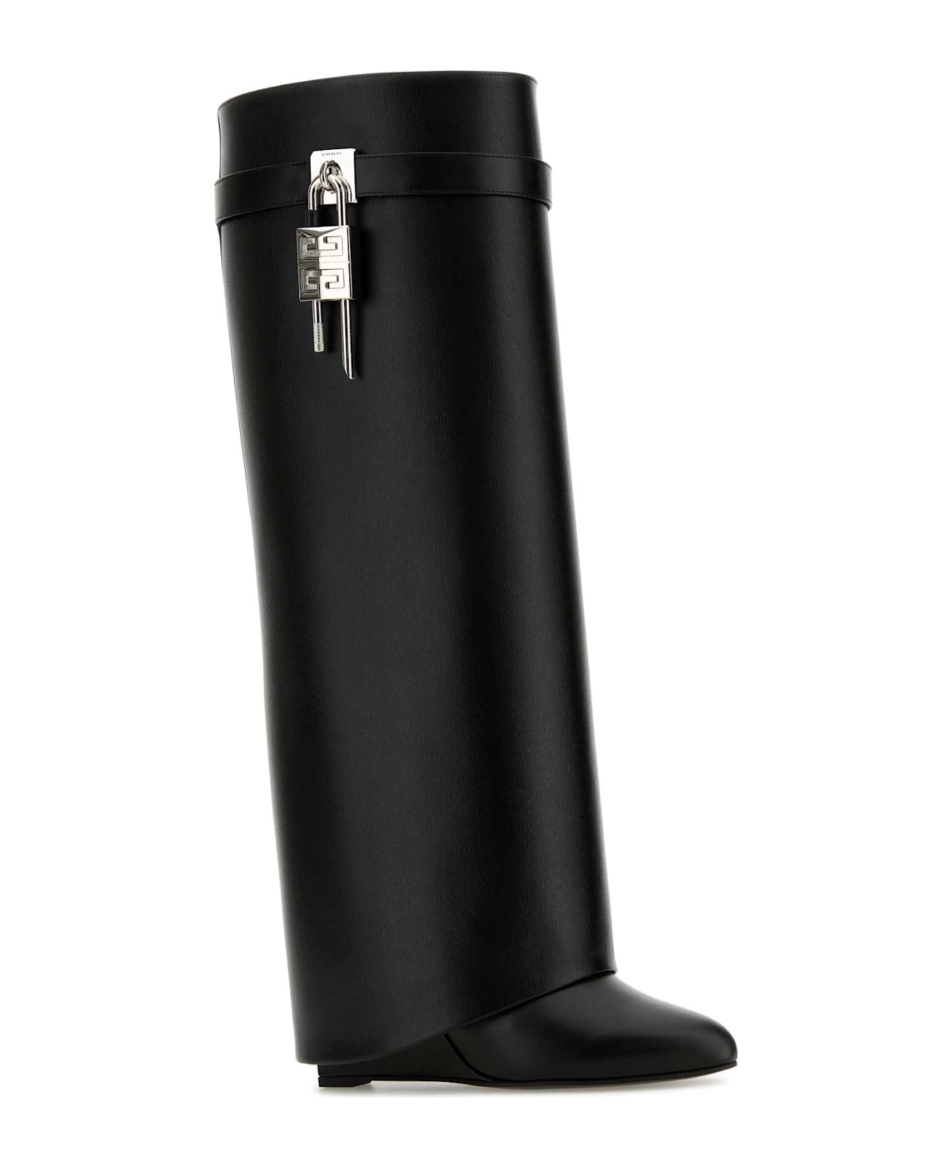 Givenchy Black Leather Shark Lock Boots - BLACK