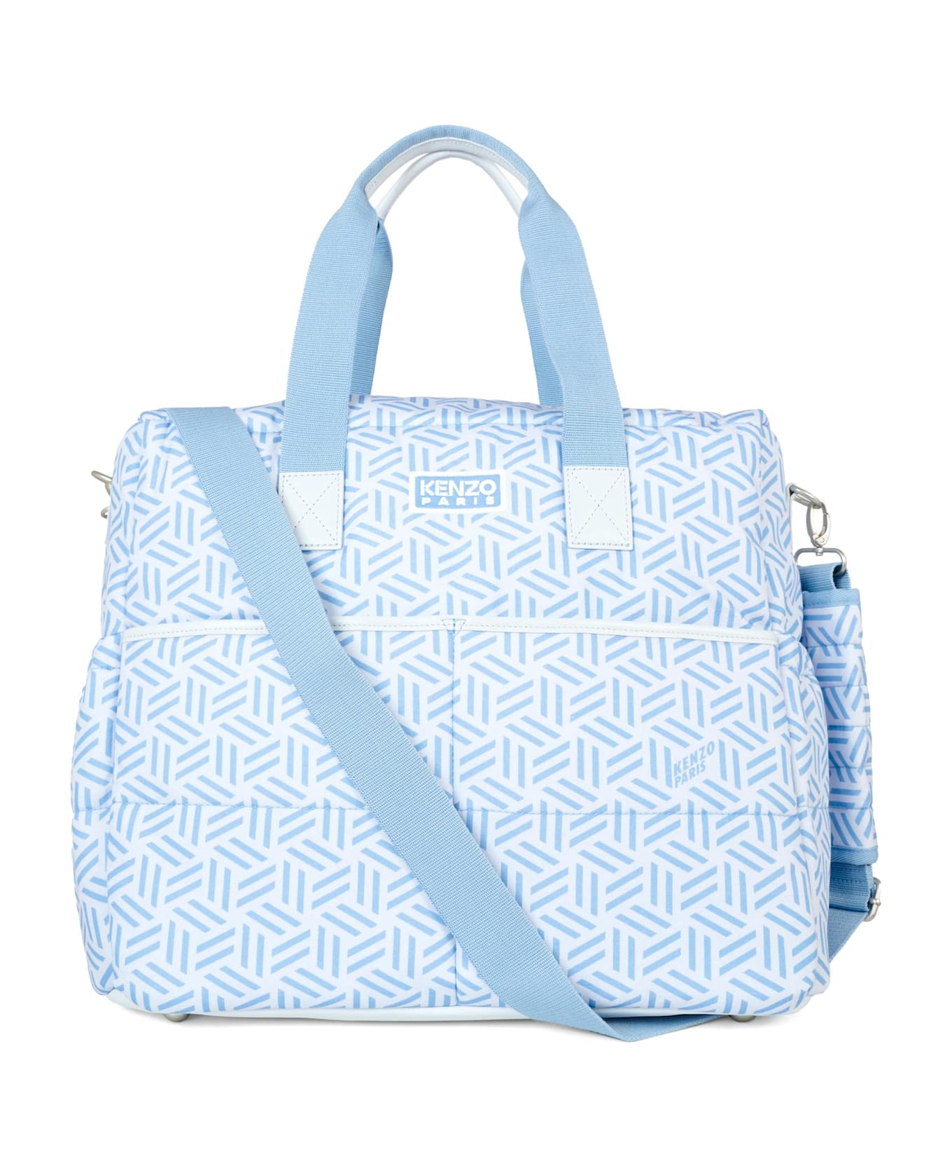 Kenzo Kids Blue Changing Bag For Baby Boy With Geometric Pattern - Blue