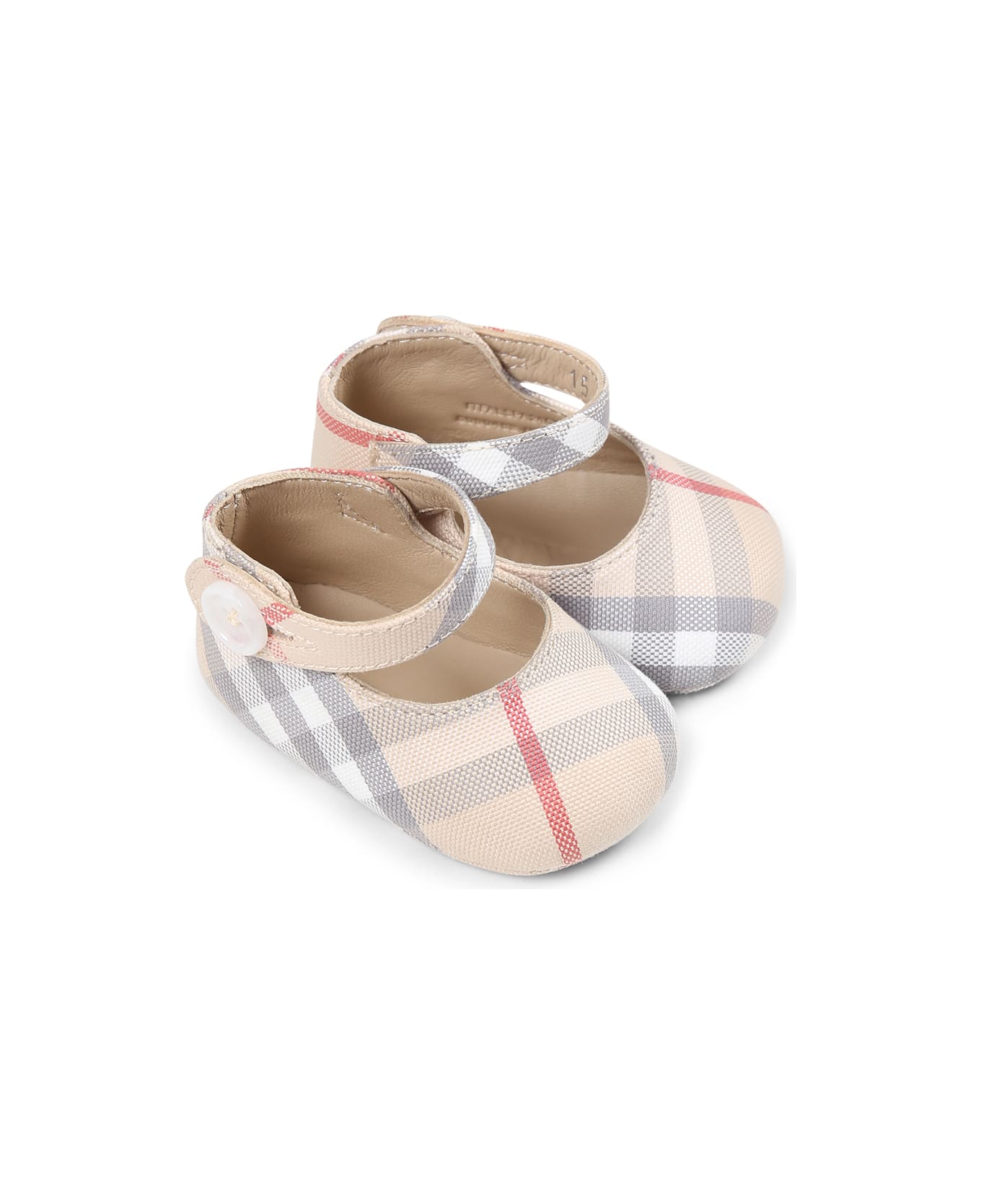 Burberry Beige Mary Jane Ballet Flats For Baby Girl Vintage Check - Beige