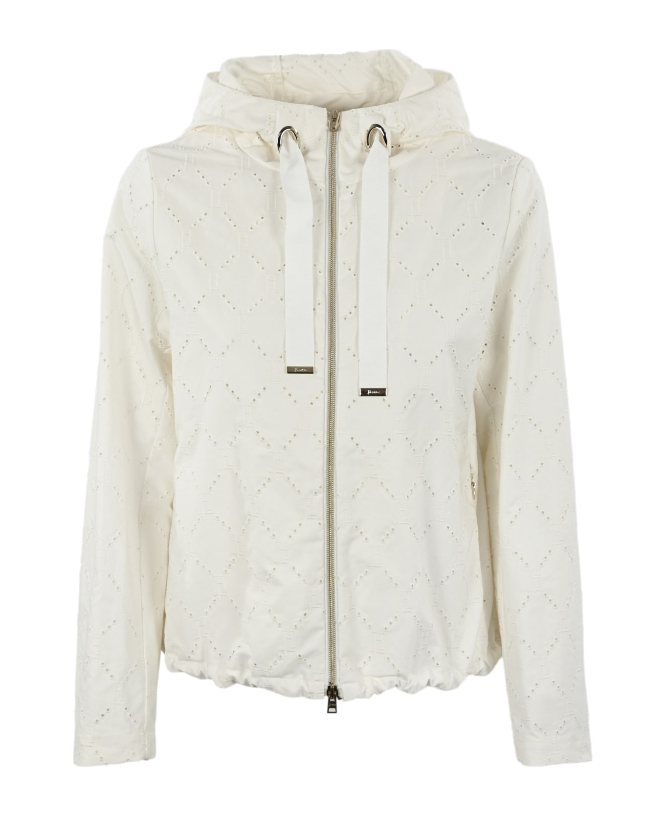 Herno Perforated Jacket With Hood - White