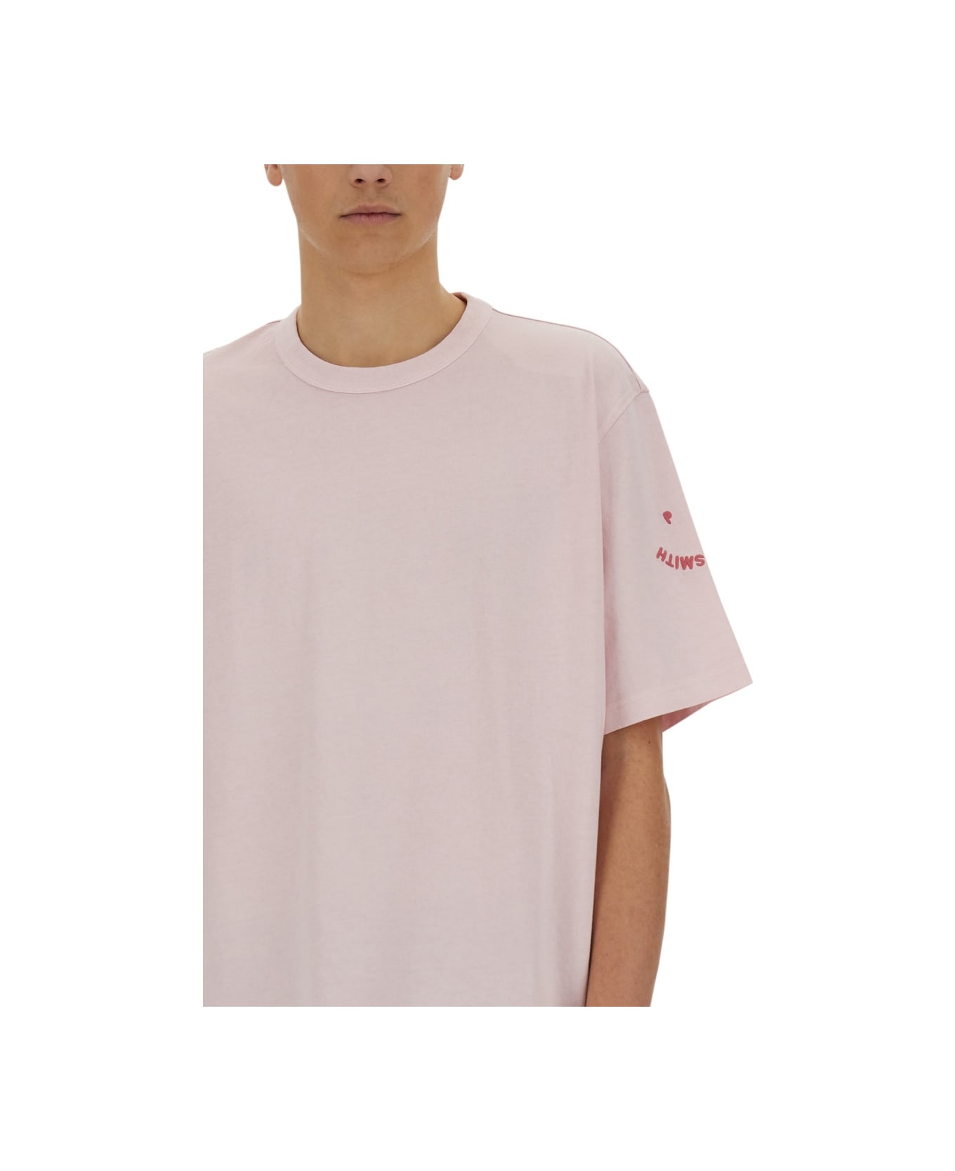 PS by Paul Smith T-shirt With Embroidery Ps Happy - PINK