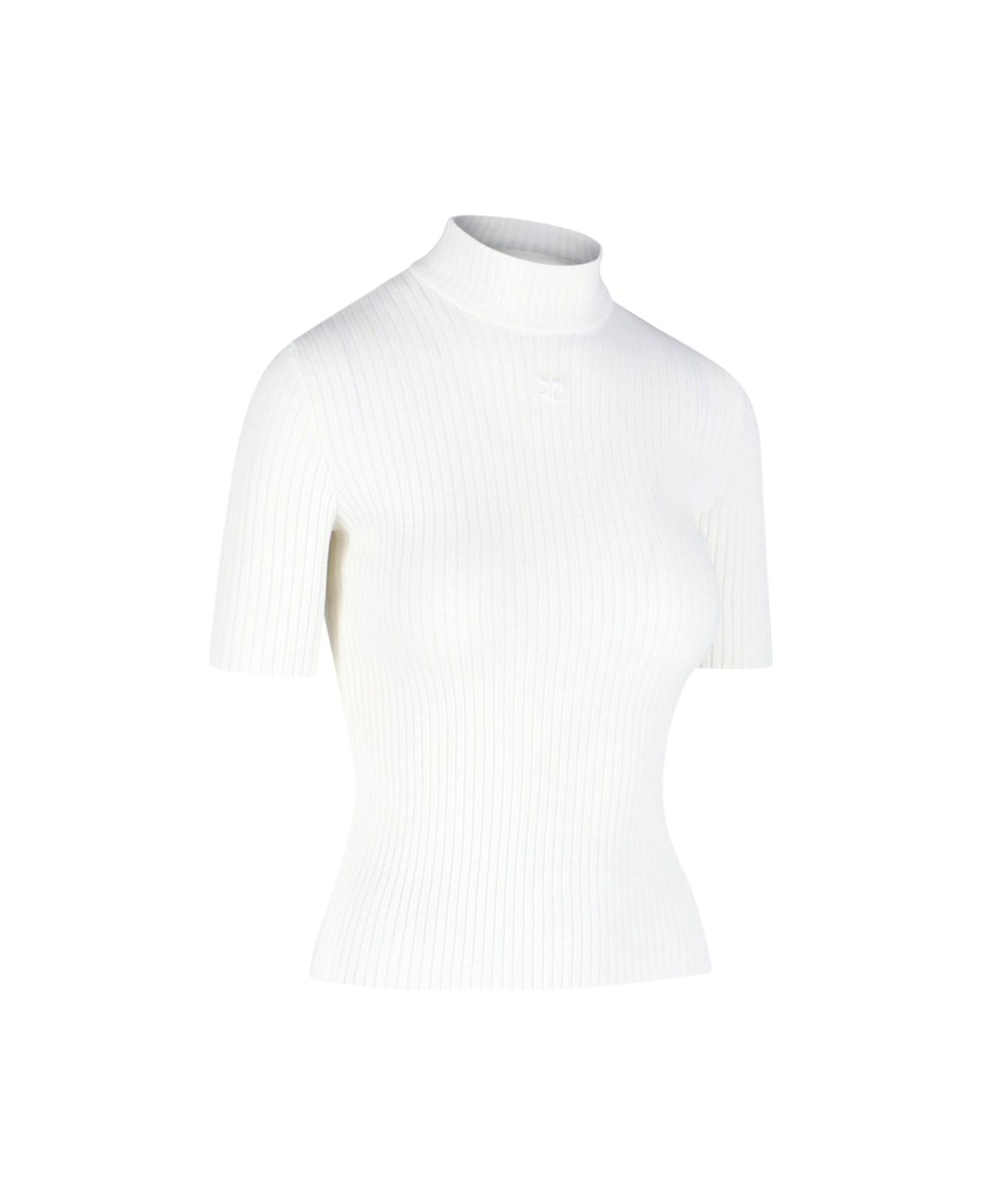 Courrèges Logo Ribbed Top - Heritage White