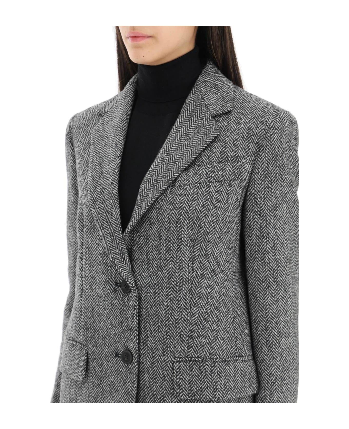 Weekend Max Mara 'caldaia' Herringbone Wool Blazer - Floreale