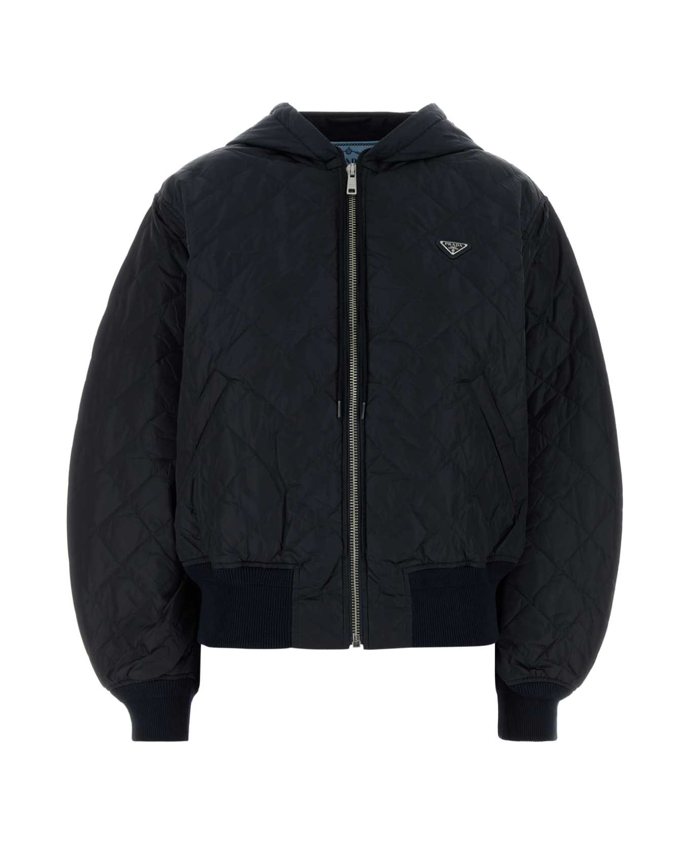 Prada Dark Blue Re-nylon Bomber Jacket - BLEU