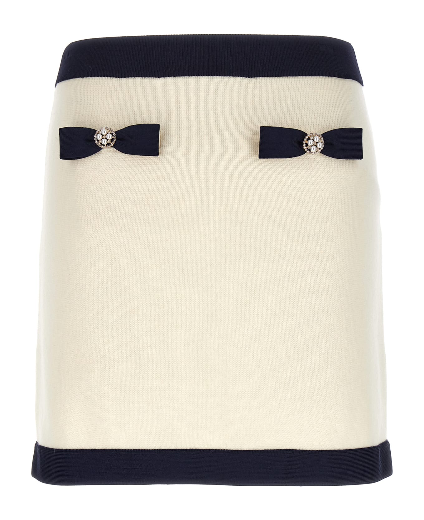 self-portrait 'cream Knit Bow Mini' Skirt - Cream
