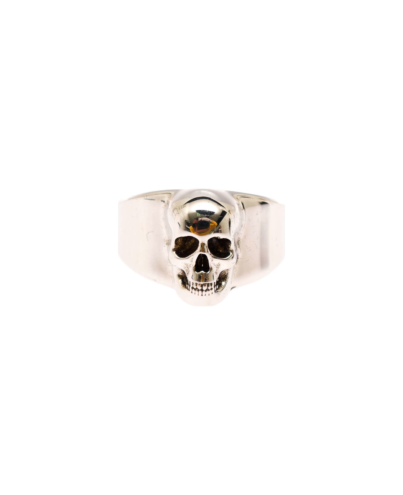 Alexander McQueen Man's Skull Silver Colored Brass Ring - Metallic
