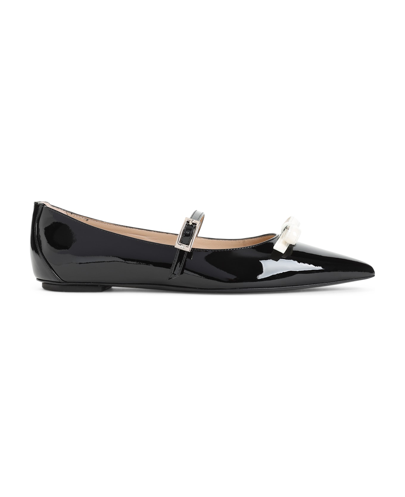 Stuart Weitzman Felicity Bow Ballerinas - R Black Cream