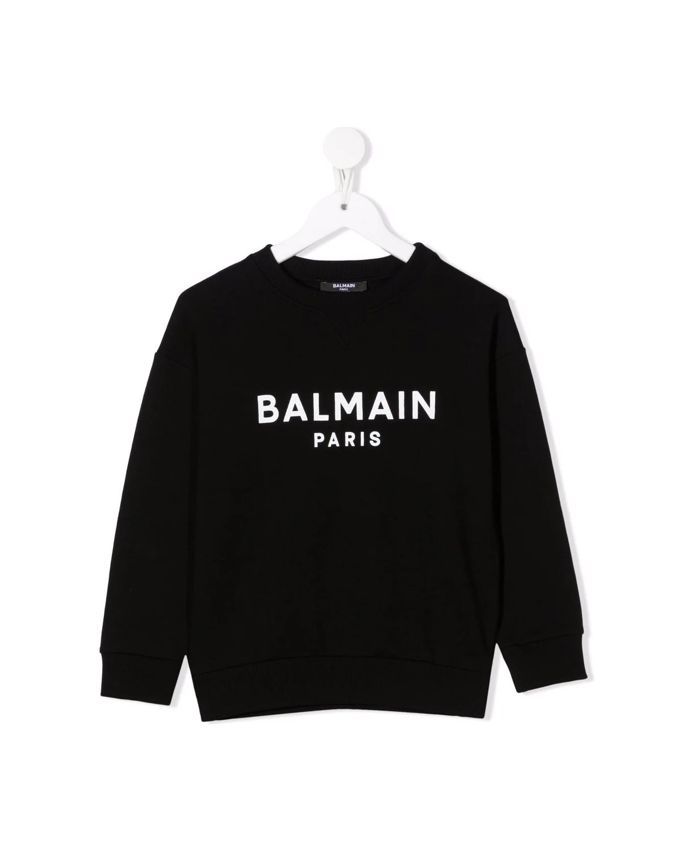 Balmain Kids Black Sweatshirt With White Logo - Black