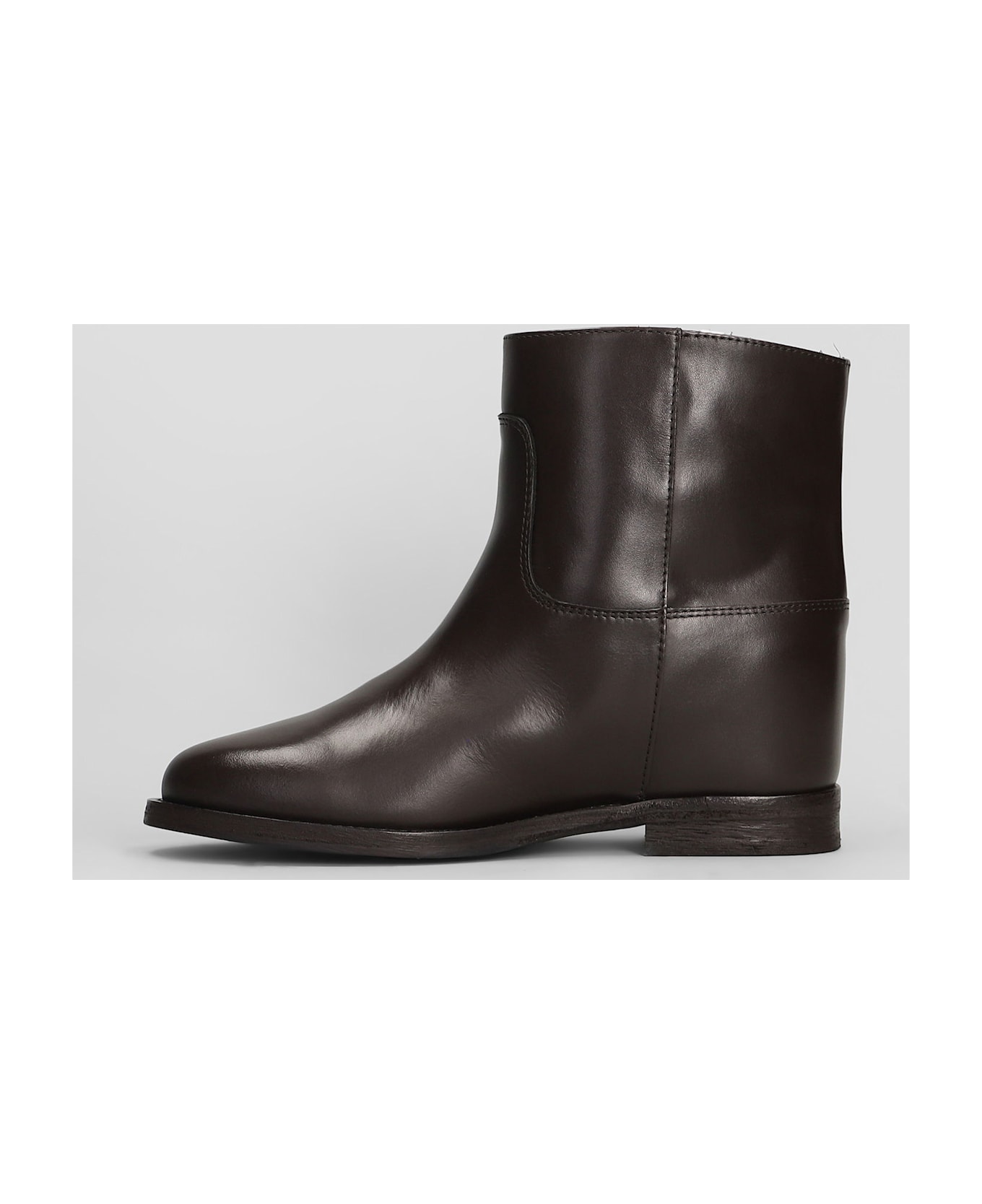 Via Roma 15 Ankle Boots Inside Wedge In Dark Brown Leather - dark brown