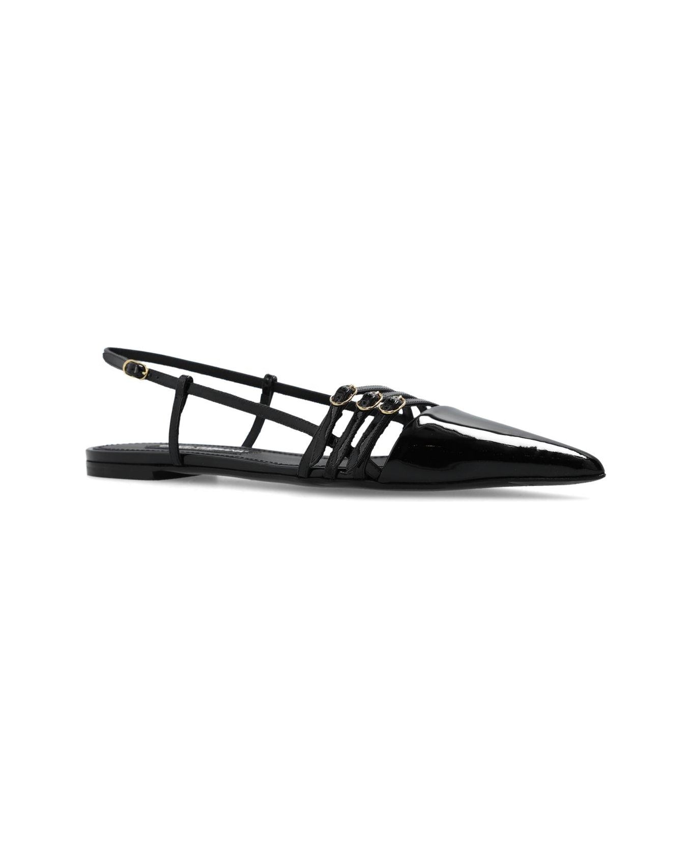 Dolce & Gabbana Pointed Toe Strap Slingbacks - Nero