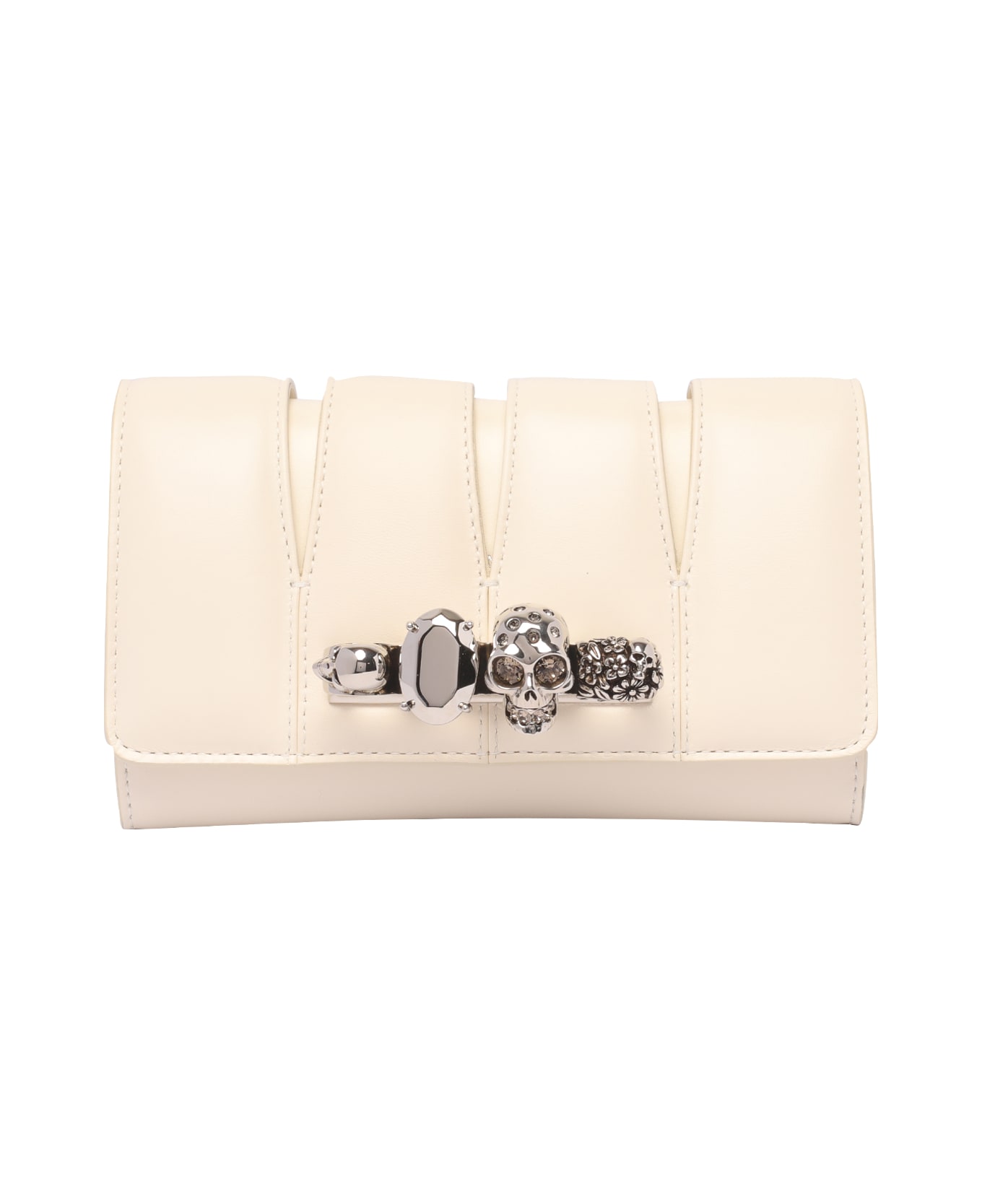 【送料&関税込】Alexander McQueen The Slash Clutch Alexander McQueen The Slash Leather Clutch Bag | White