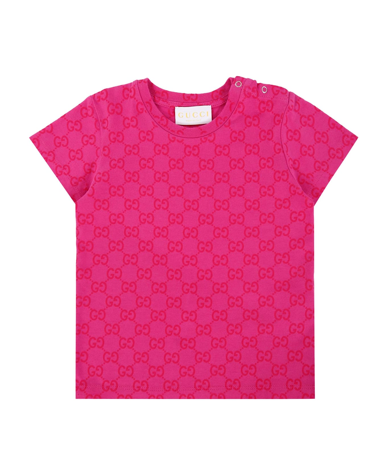 Gucci Fuchsia T-shirt For Baby Girl With Gg Motif - Fuchsia