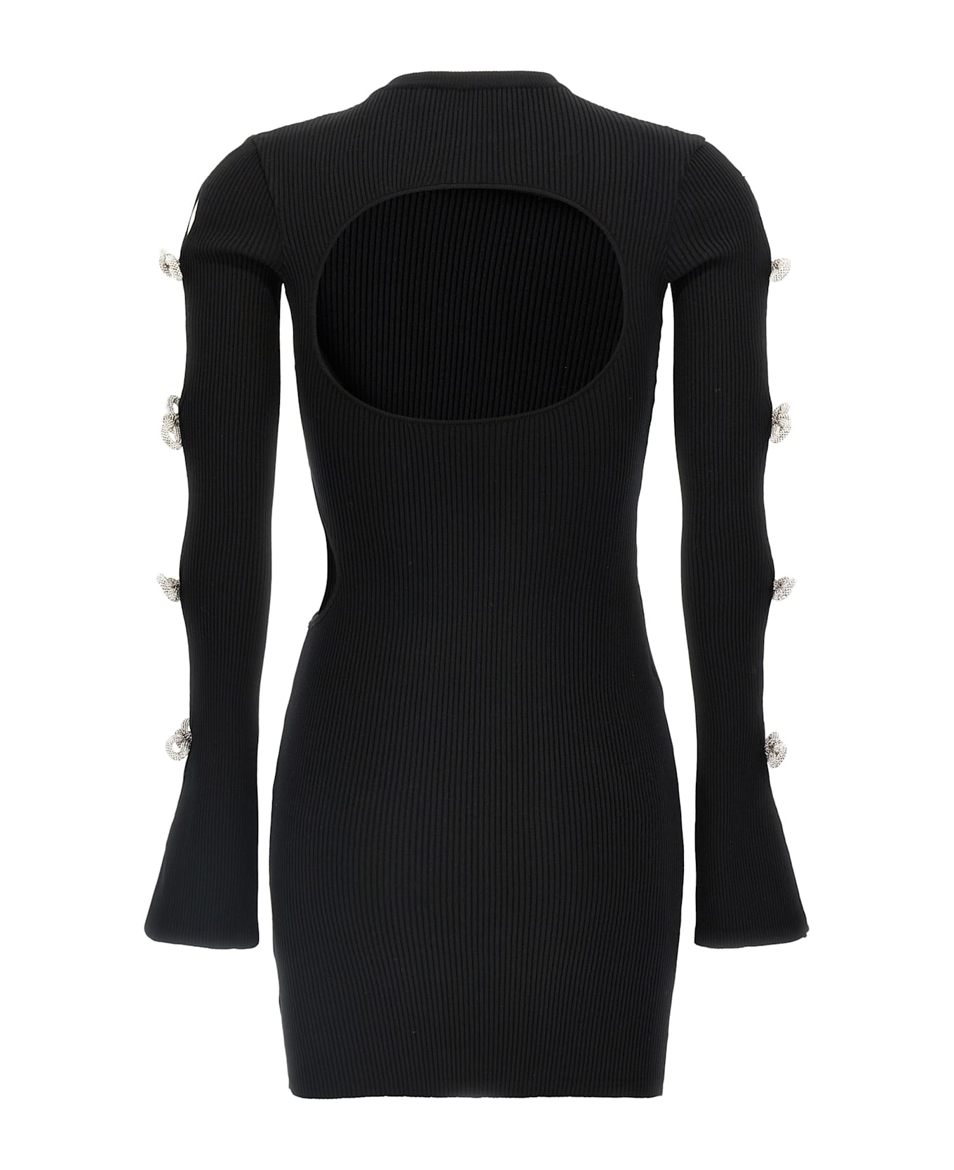 Mach & Mach 'cut-out Crystal Bow' Dress - Black  