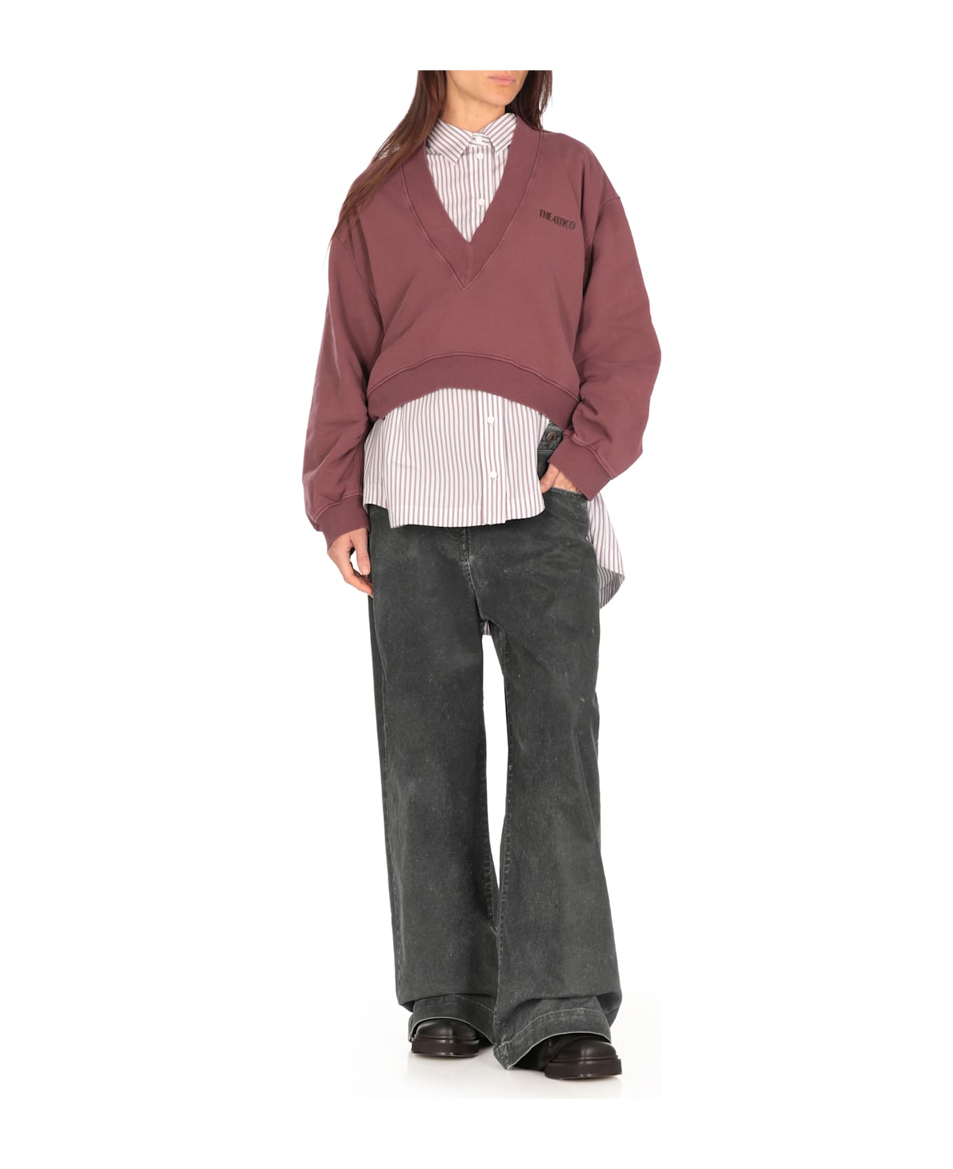 The Attico Sweatshirt With Logo - Bordeaux