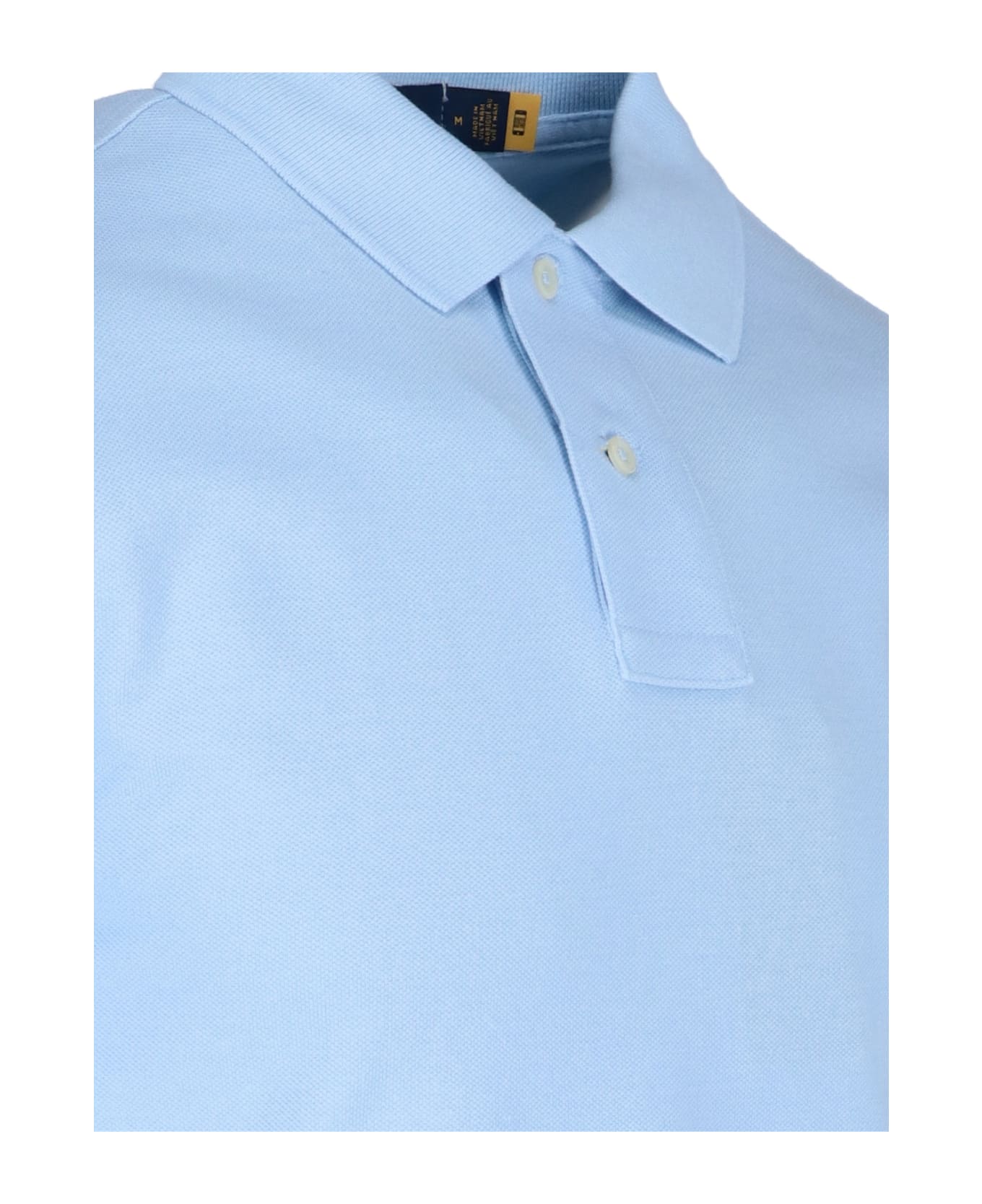 Polo Ralph Lauren Sky Blue And Navy Blue Slim-fit Pique Polo Shirt - Blu シャツ