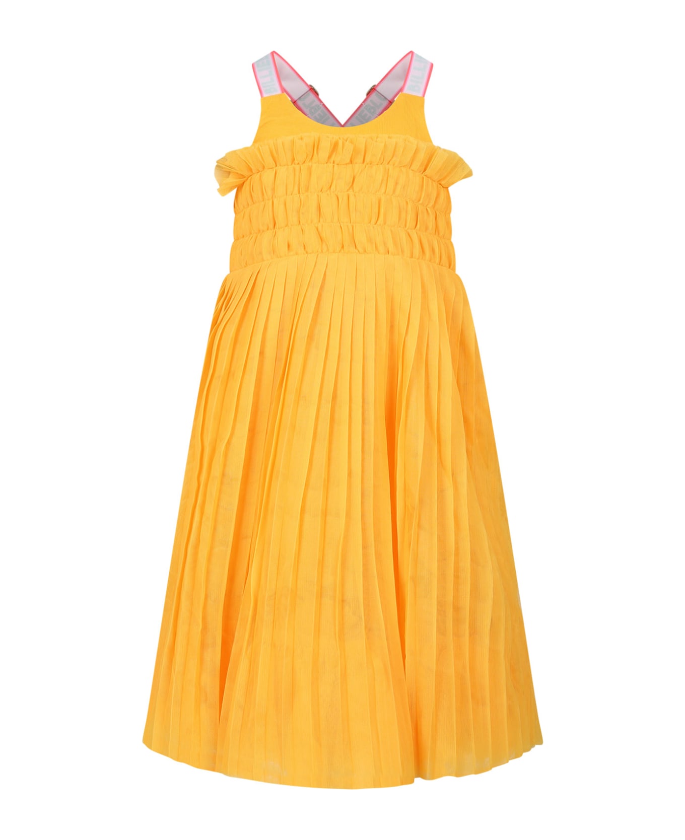 Billieblush Orange Dress For Girl With Logo - Orange