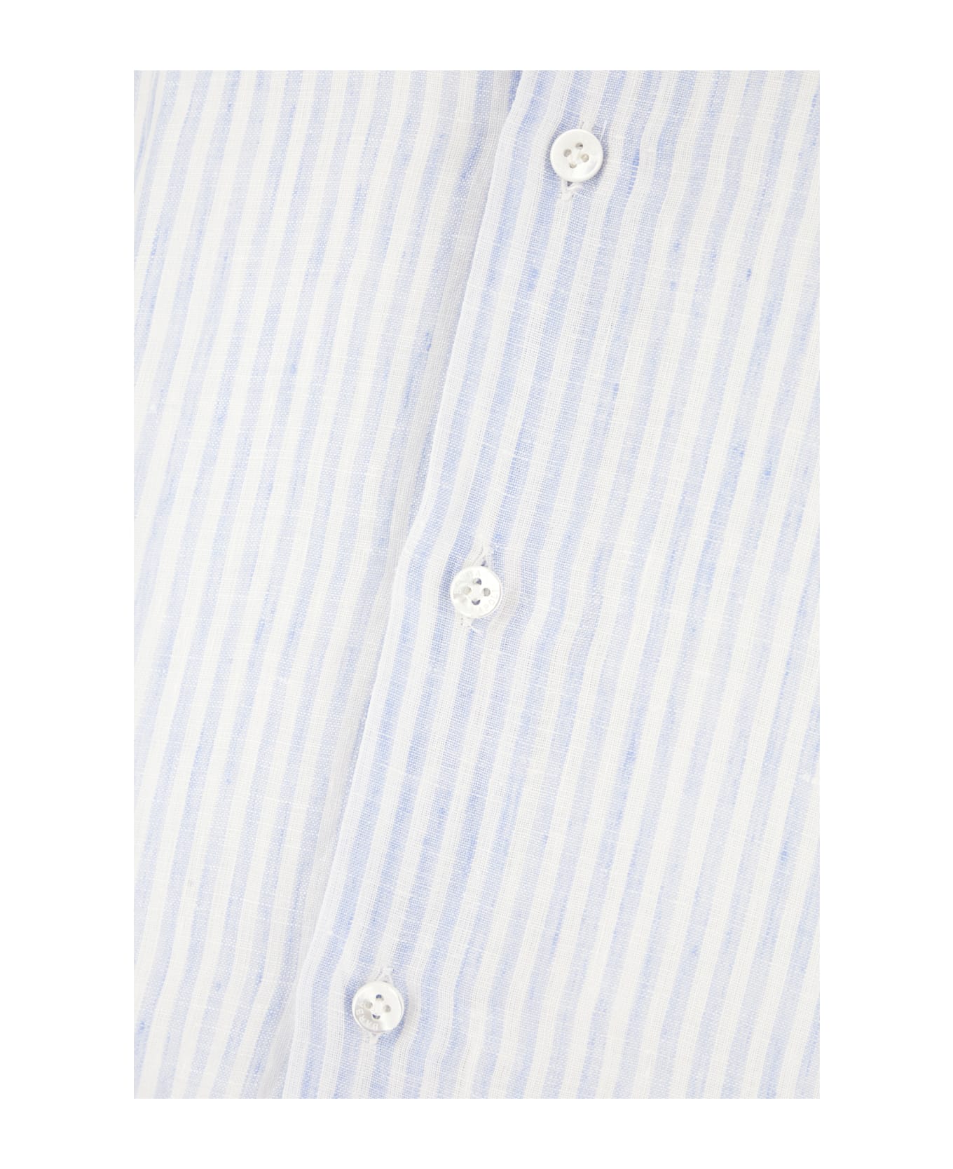 Barba Napoli Printed Linen Shirt - Azzurro