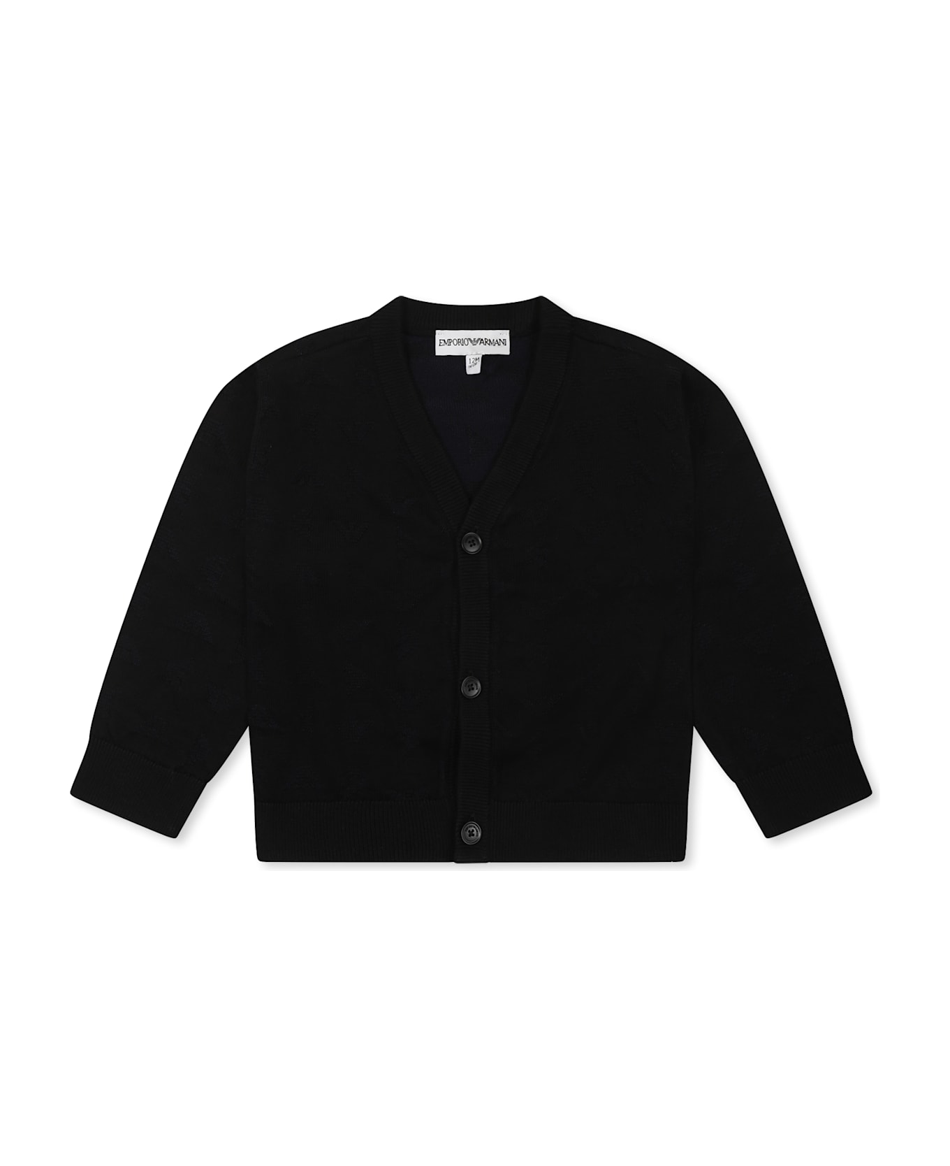 Emporio Armani Blue Cardigan For Baby Boy With Iconic Logo - Blue
