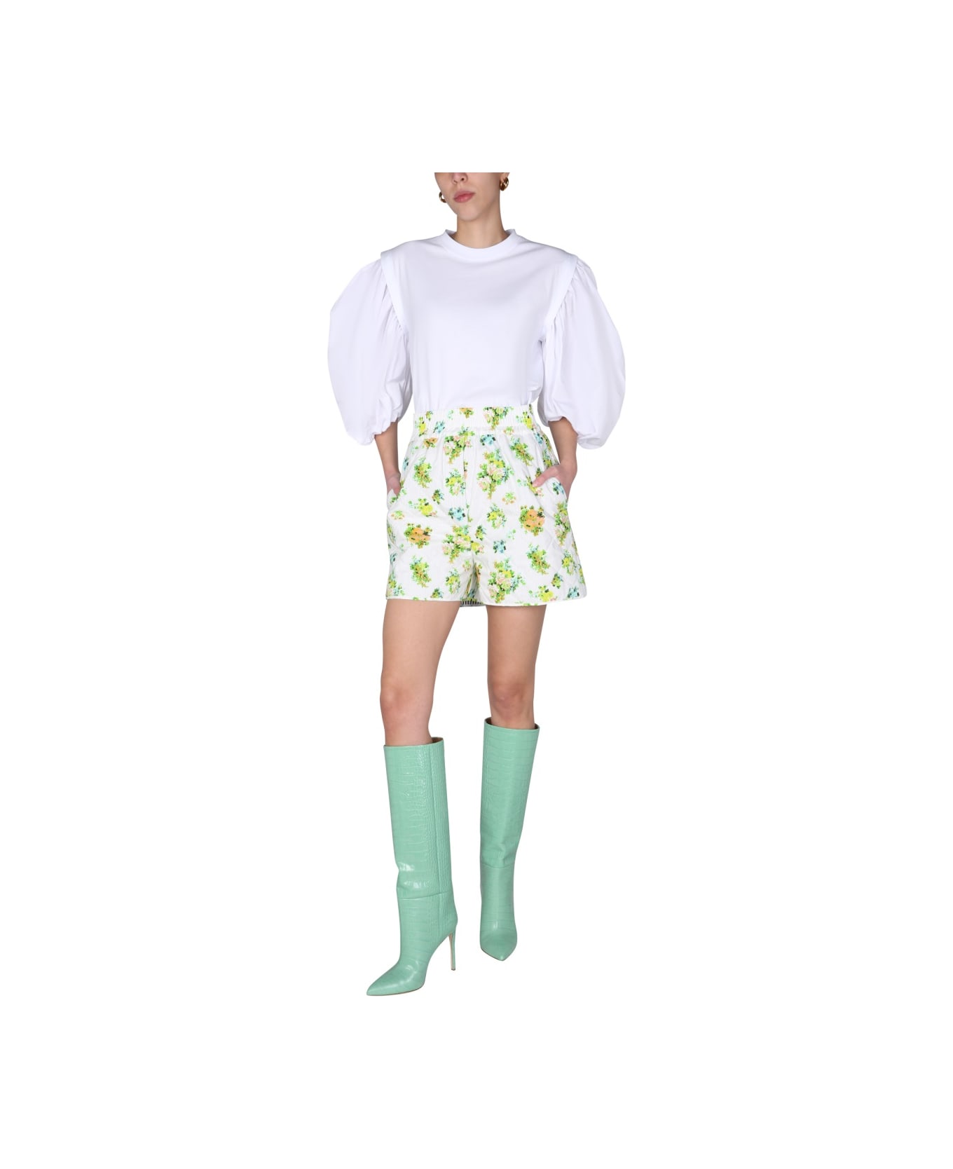MSGM Micro Bouquet Print Shorts - WHITE