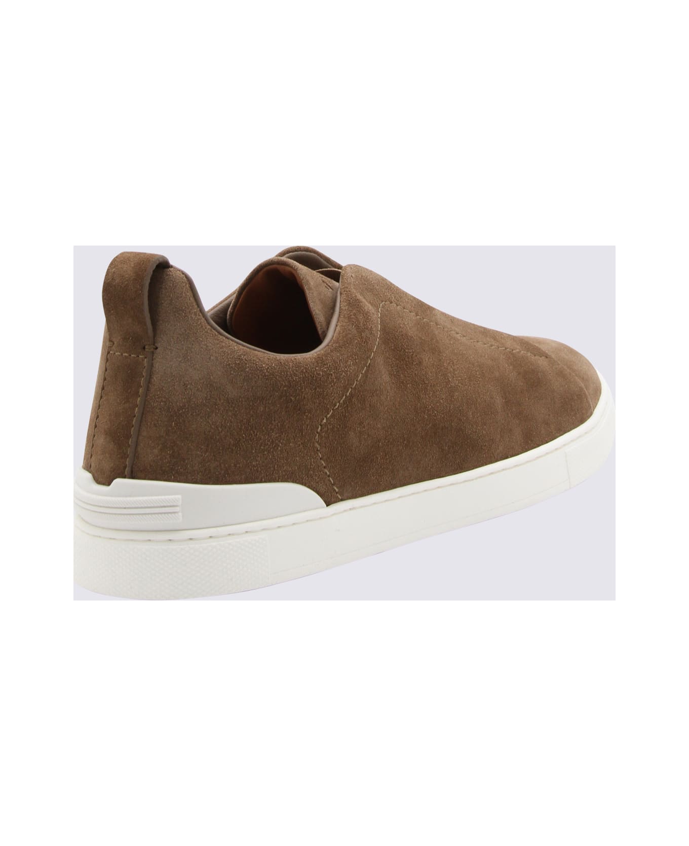 Zegna Brown Suede Slipon Sneakers - Brown