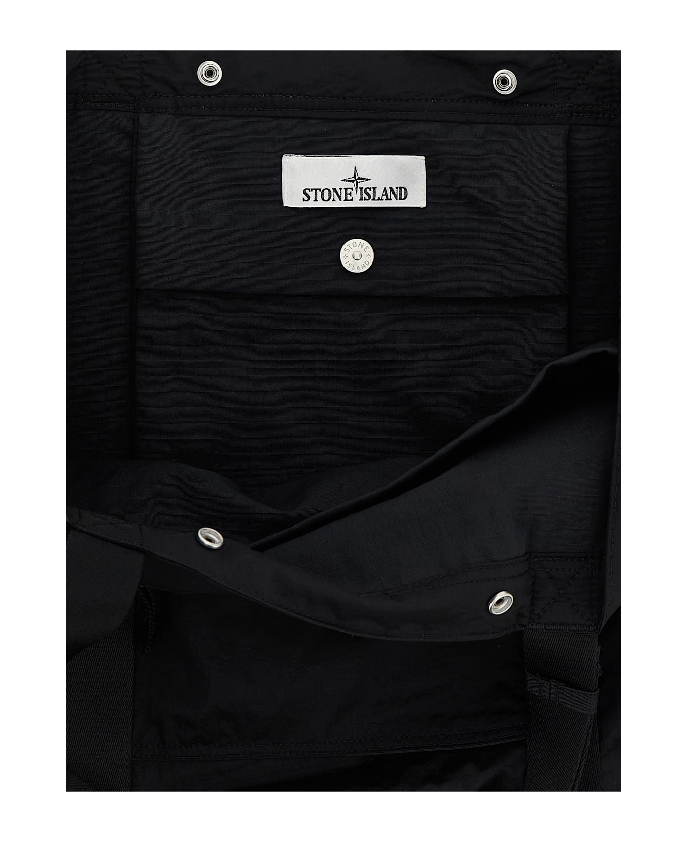 Stone Island Logo Patch Shopping Bag - Black  