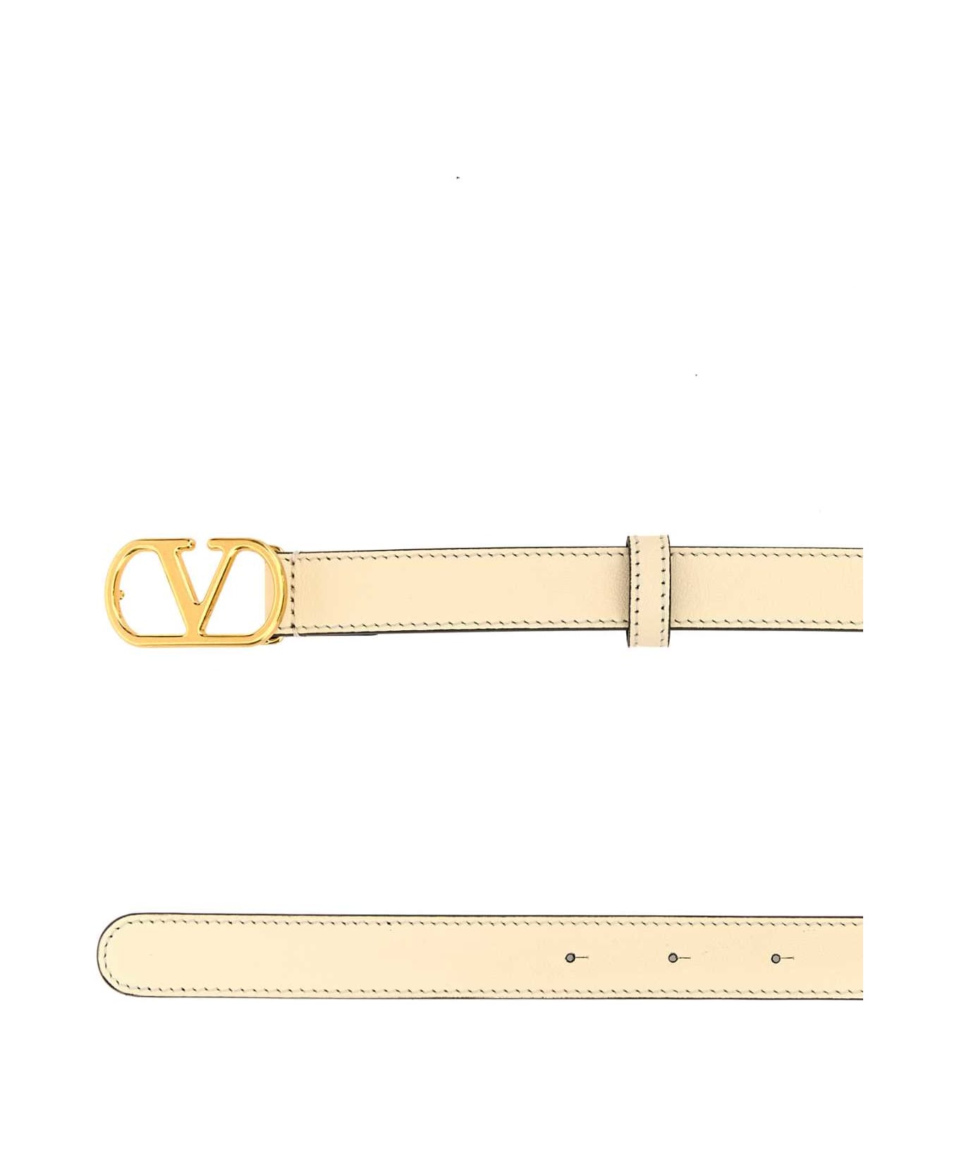 Valentino Garavani Ivory Leather Vlogo Belt - BUTTERWHITE