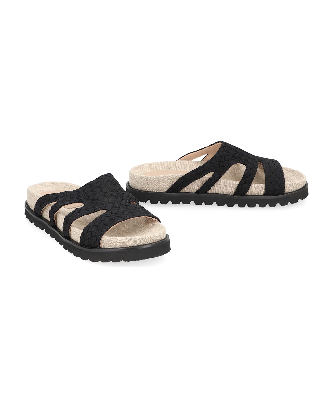Alberta Ferretti Intrecciato Slides - black